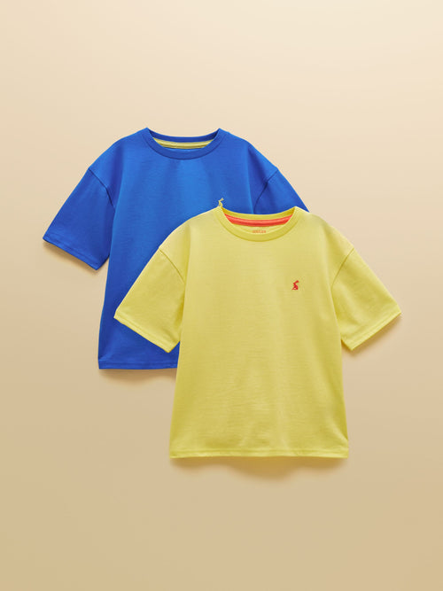 Joules Boys' Let's Go Blue & Yellow Short Sleeve T-Shirts 2 Pack image 1
