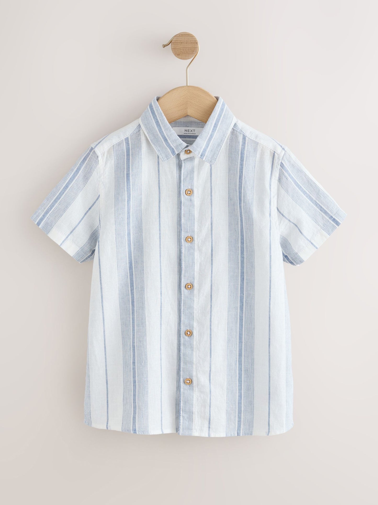 Dsiney Kidz - White Stripe Short Sleeve Linen Blend Shirt (3-16yrs) image 5