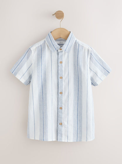 Dsiney Kidz - White Stripe Short Sleeve Linen Blend Shirt (3-16yrs) image 5