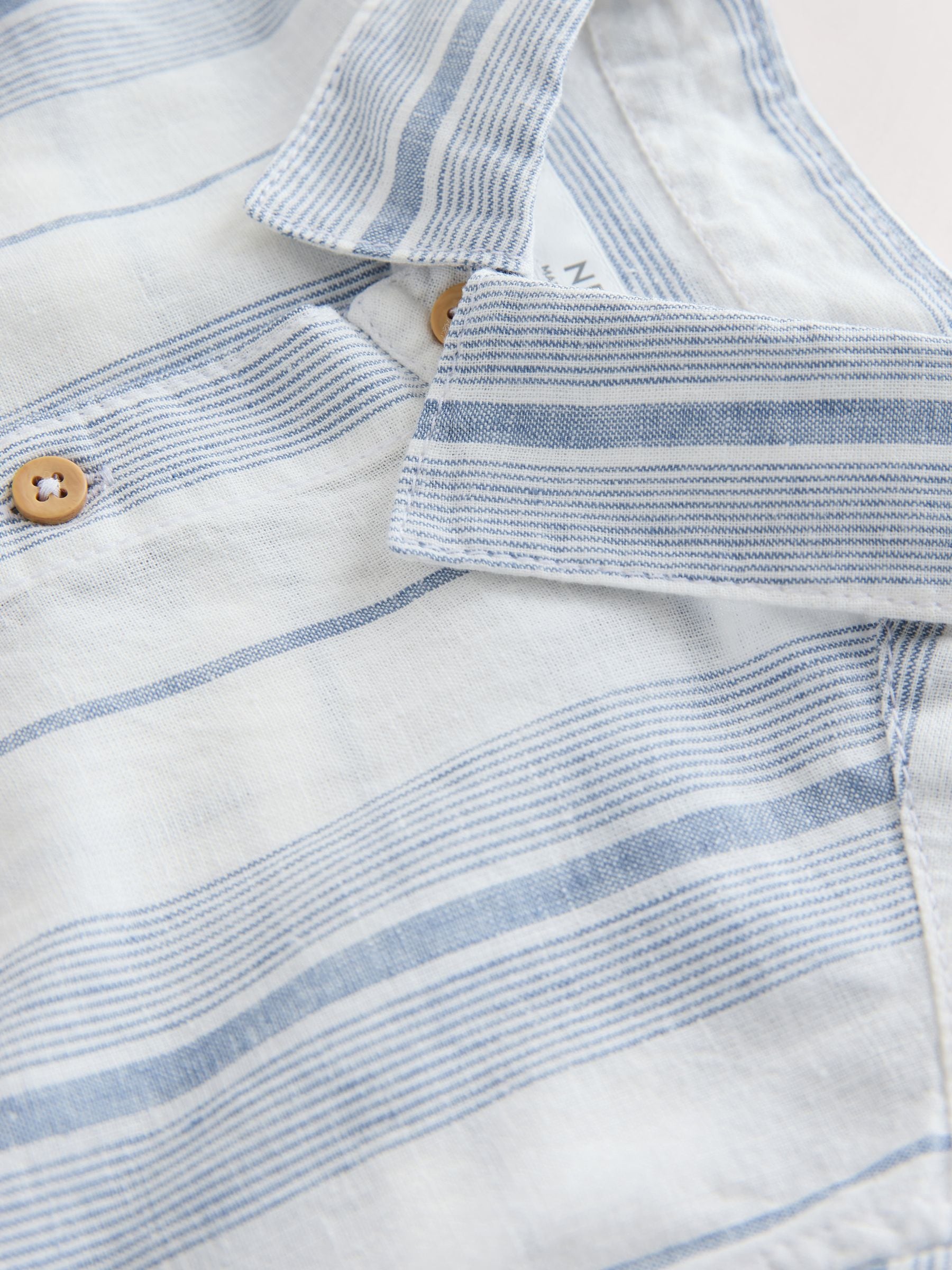 Dsiney Kidz - White Stripe Short Sleeve Linen Blend Shirt (3-16yrs) image 8