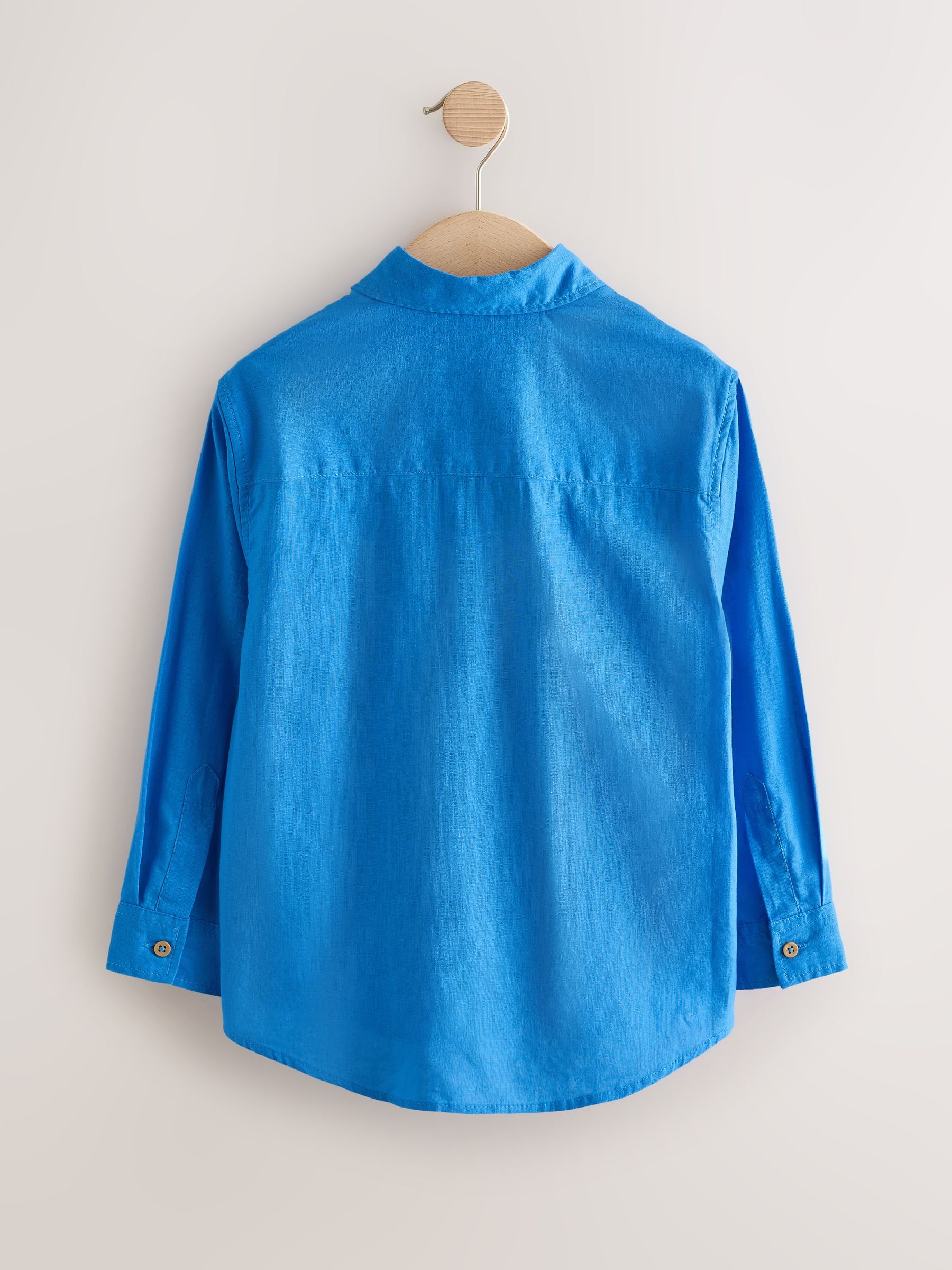 Dsiney Kidz - Bright Blue Long Sleeve Relaxed Linen Blend Shirt (3-16yrs) image 5
