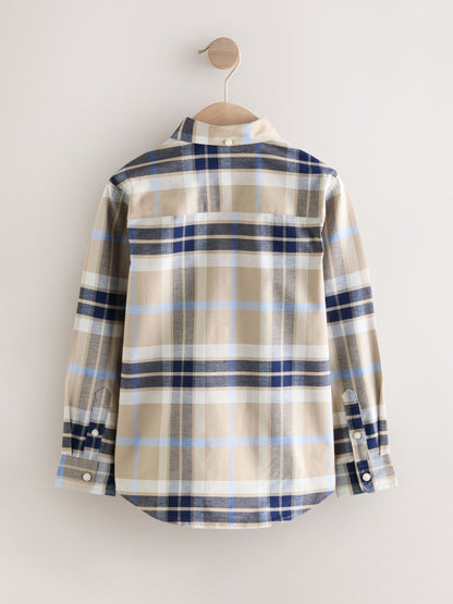 Dsiney Kidz - Neutral/Black Check Long Sleeve Oxford Check Shirt (3-16yrs) image 5