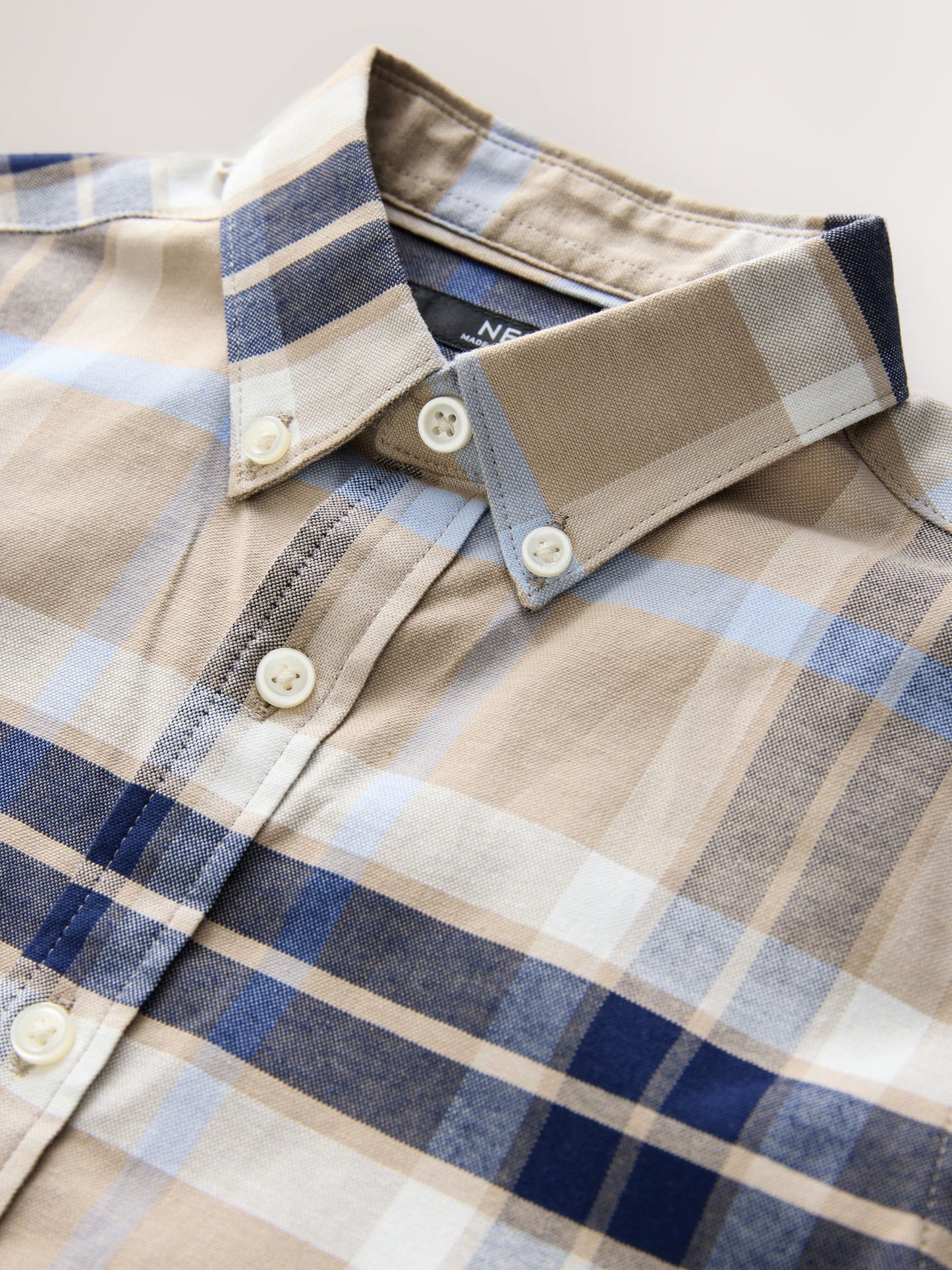 Dsiney Kidz - Neutral/Black Check Long Sleeve Oxford Check Shirt (3-16yrs) image 6