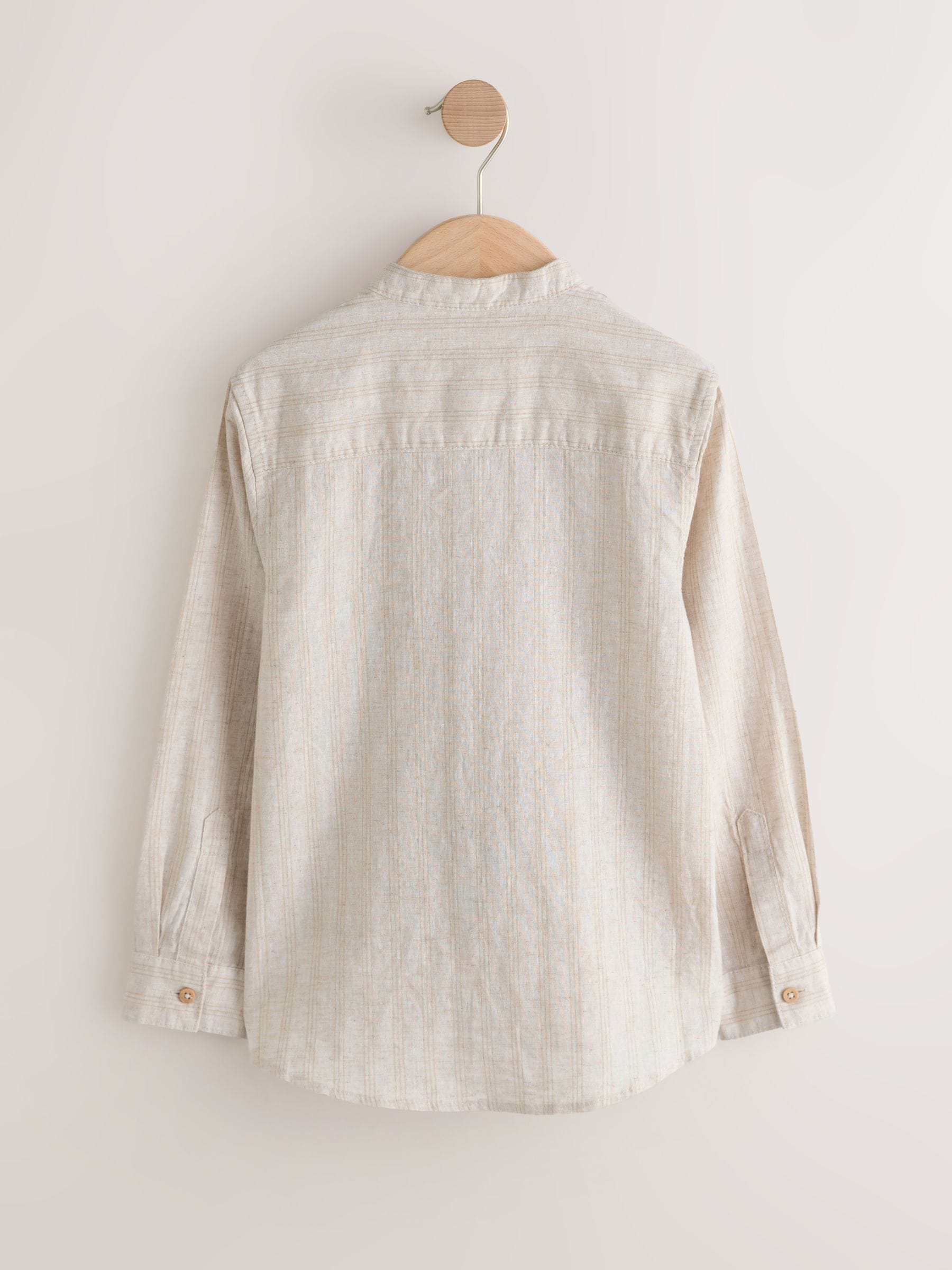 Dsiney Kidz - Neutral Grandad Collar Linen Mix Long Sleeve Shirt (3-16yrs) image 5
