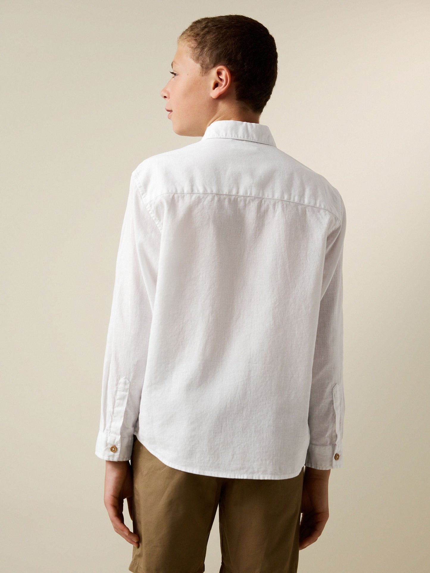 Dsiney Kidz - White Long Sleeve Relaxed Linen Blend Shirt (3-16yrs) image 3