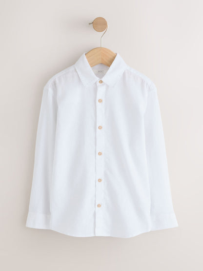 Dsiney Kidz - White Long Sleeve Relaxed Linen Blend Shirt (3-16yrs) image 5