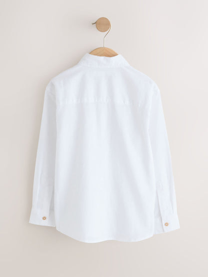 Dsiney Kidz - White Long Sleeve Relaxed Linen Blend Shirt (3-16yrs) image 6