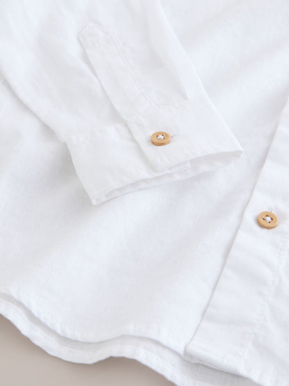 Dsiney Kidz - White Long Sleeve Relaxed Linen Blend Shirt (3-16yrs) image 7