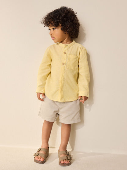 Dsiney Kidz - Yellow Grandad Collar Linen Mix Shirt (3mths-7yrs) image 2
