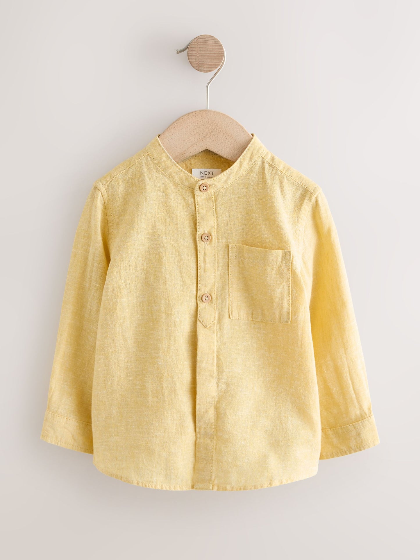 Dsiney Kidz - Yellow Grandad Collar Linen Mix Shirt (3mths-7yrs) image 5