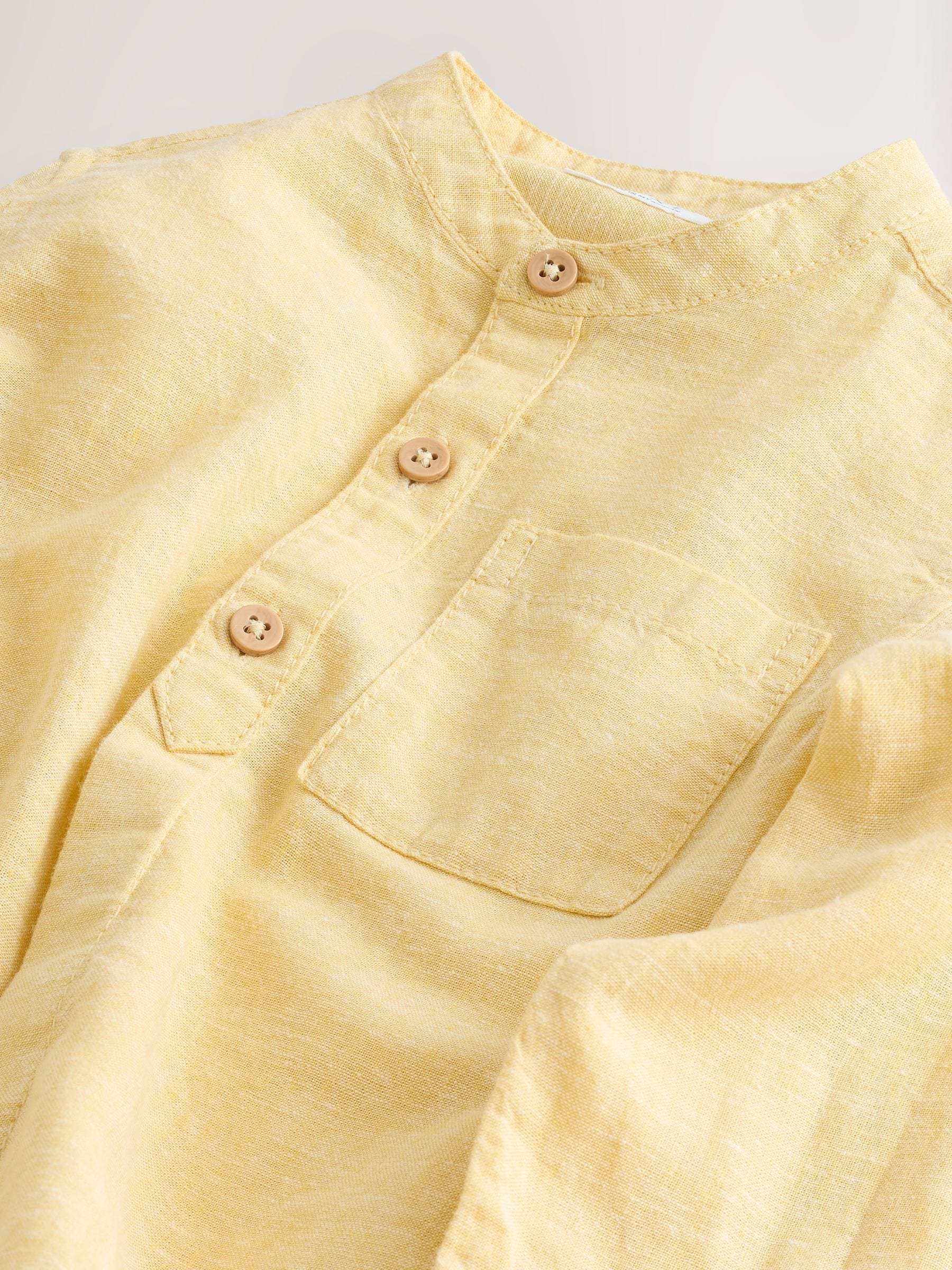 Dsiney Kidz - Yellow Grandad Collar Linen Mix Shirt (3mths-7yrs) image 8