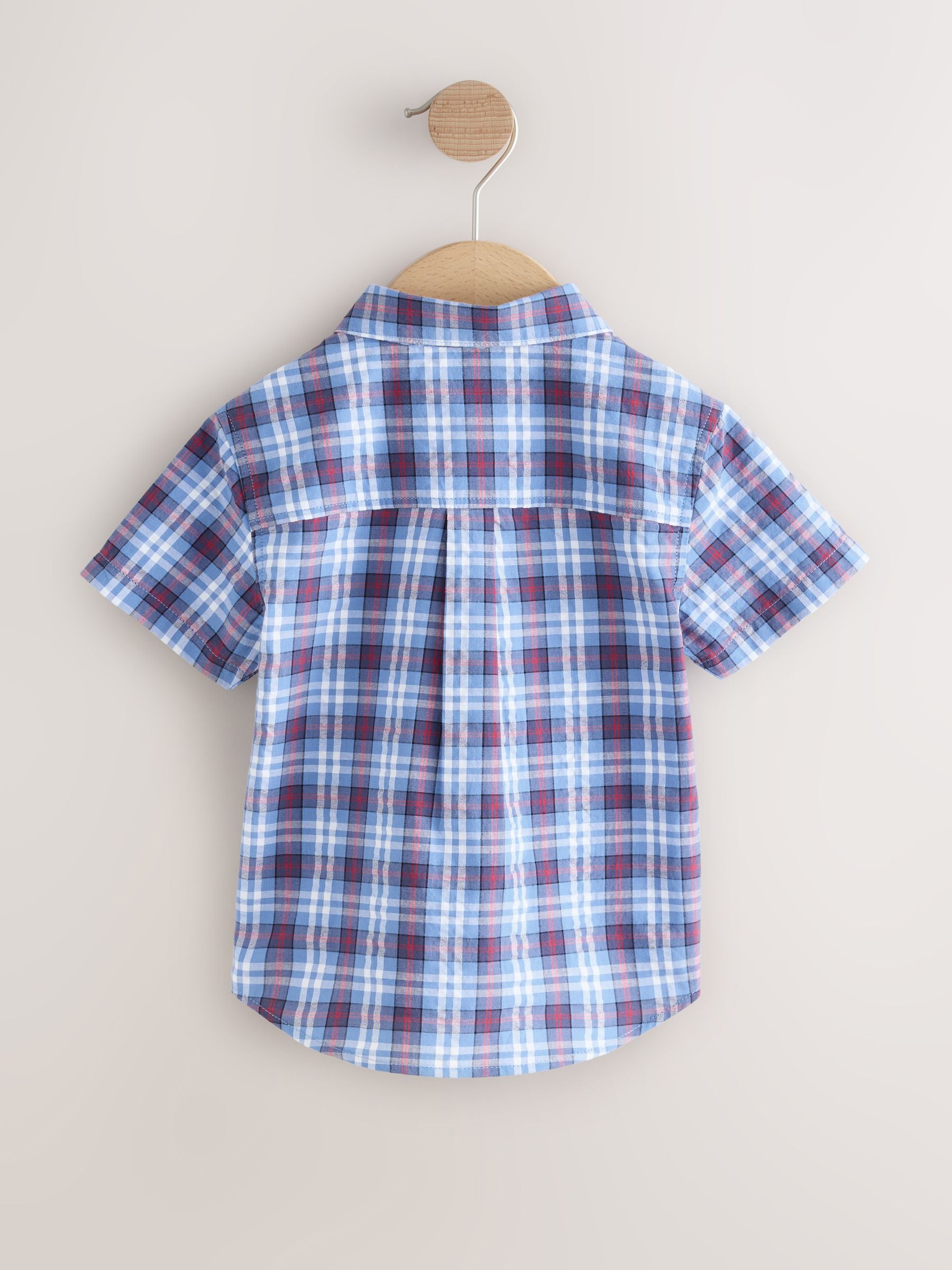 Dsiney Kidz - Blue/Navy Short Sleeve Check Seersucker Shirt (6mths-7yrs) image 6