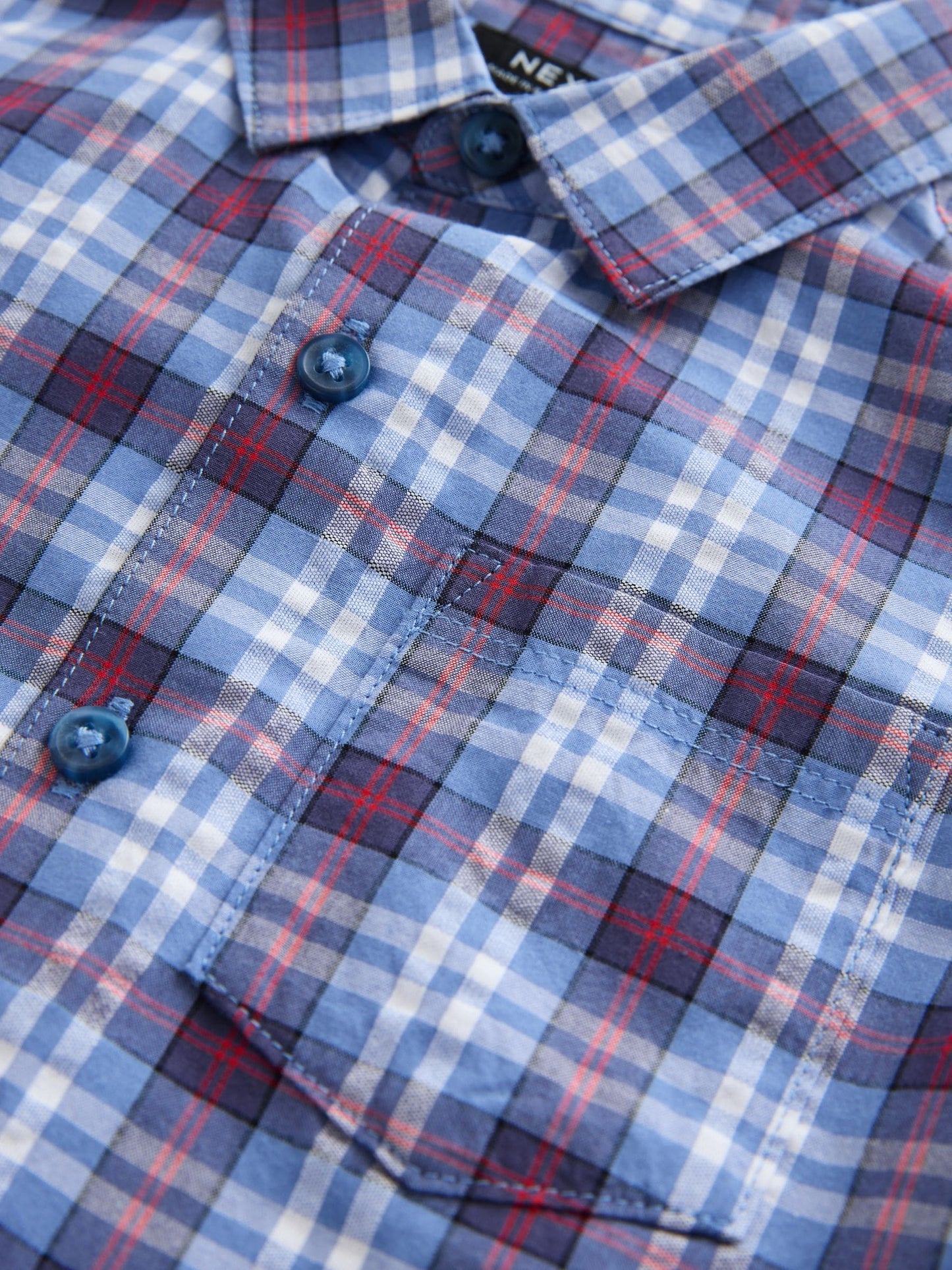 Dsiney Kidz - Blue/Navy Short Sleeve Check Seersucker Shirt (6mths-7yrs) image 8