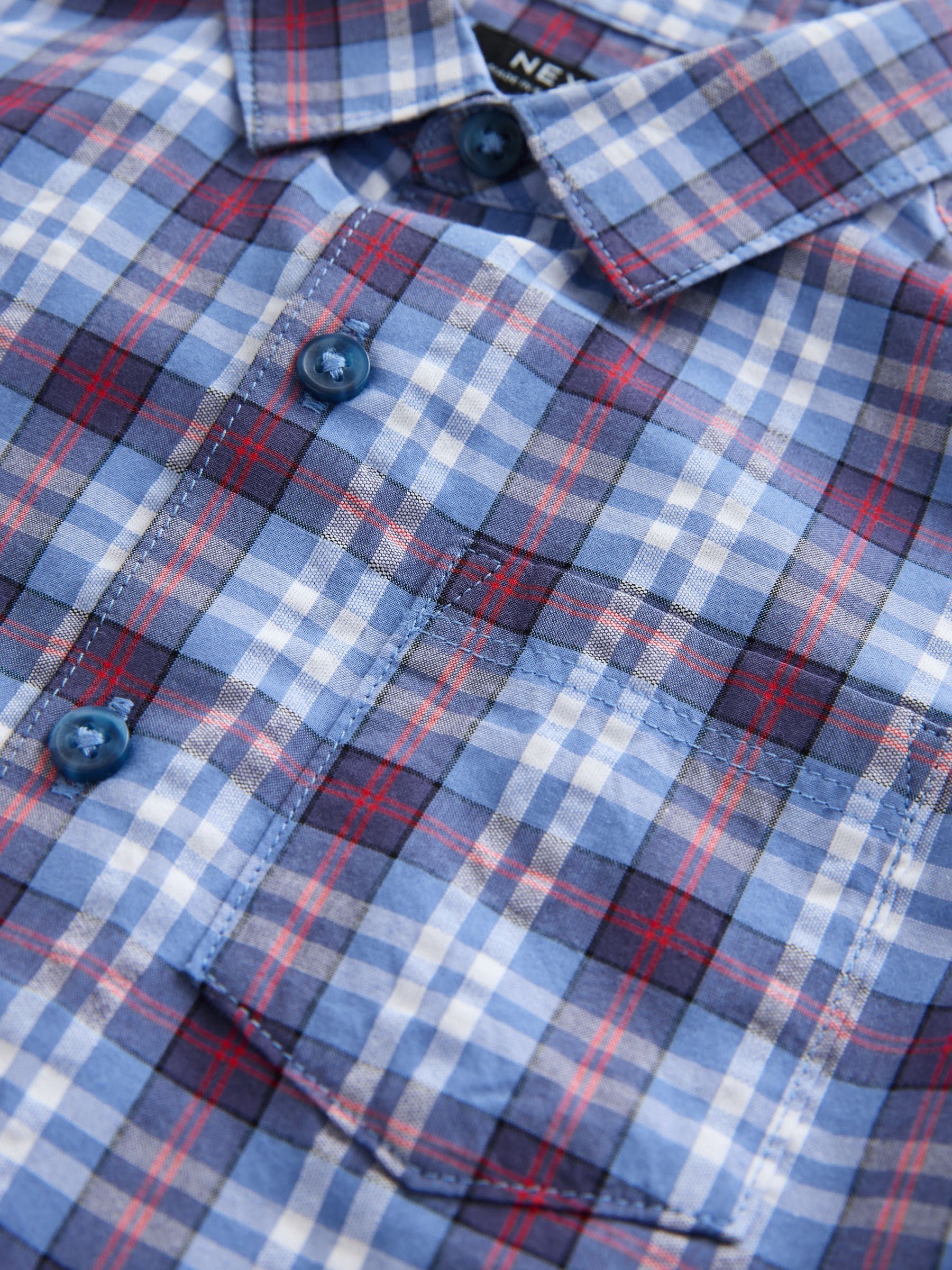 Dsiney Kidz - Blue/Navy Short Sleeve Check Seersucker Shirt (6mths-7yrs) image 8