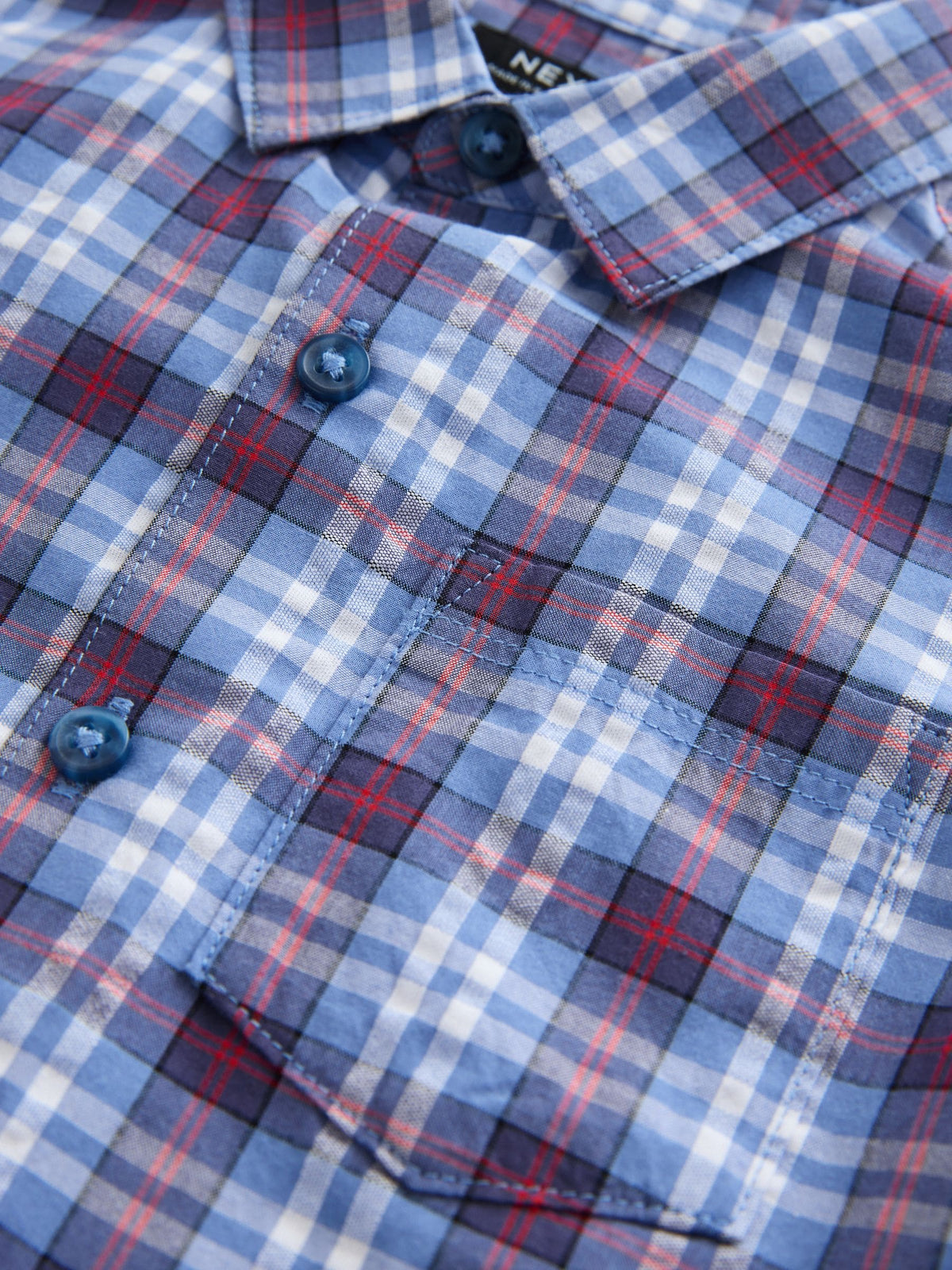 Dsiney Kidz - Blue/Navy Short Sleeve Check Seersucker Shirt (6mths-7yrs) image 8