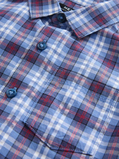 Dsiney Kidz - Blue/Navy Short Sleeve Check Seersucker Shirt (6mths-7yrs) image 8