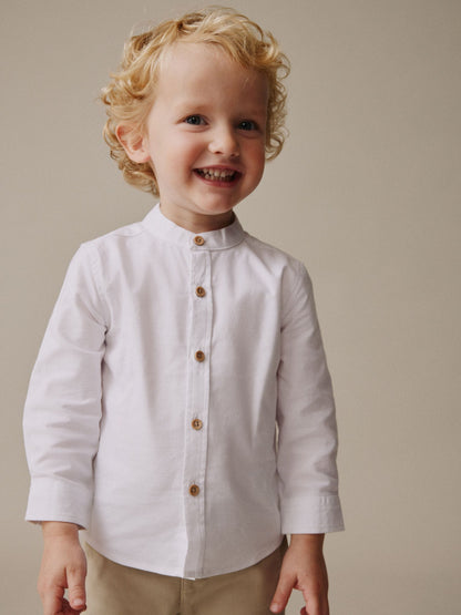 Dsiney Kidz - White Long Sleeve Grandad Collar Oxford Shirt (3mths-7yrs) image 1