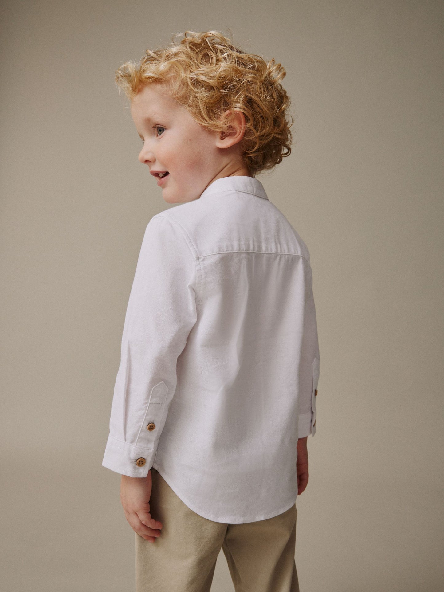 Dsiney Kidz - White Long Sleeve Grandad Collar Oxford Shirt (3mths-7yrs) image 2