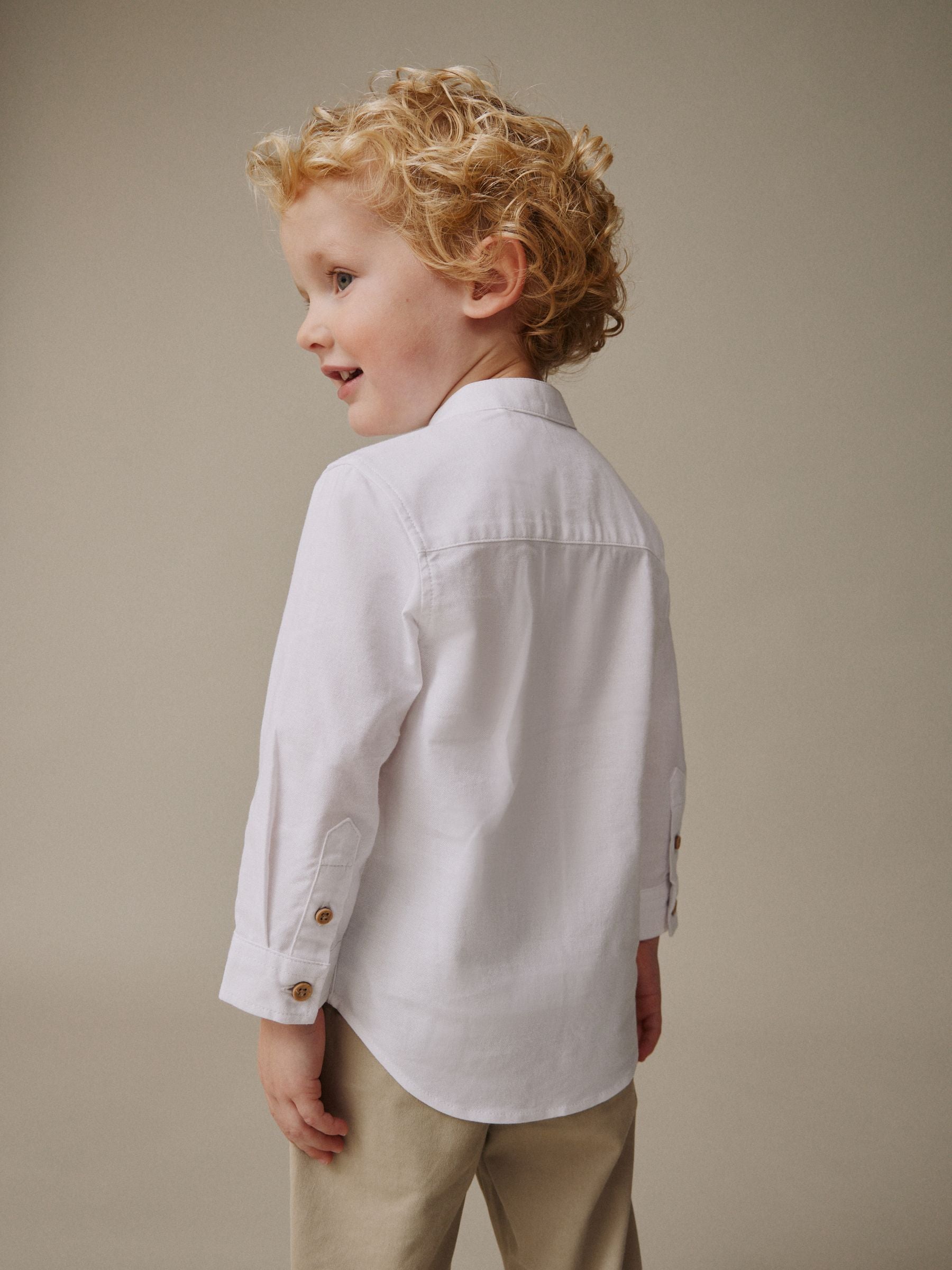 Dsiney Kidz - White Long Sleeve Grandad Collar Oxford Shirt (3mths-7yrs) image 2