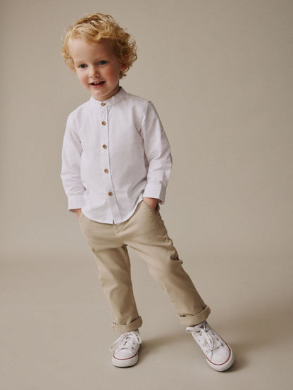 Dsiney Kidz - White Long Sleeve Grandad Collar Oxford Shirt (3mths-7yrs) image 3
