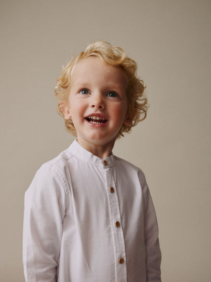 Dsiney Kidz - White Long Sleeve Grandad Collar Oxford Shirt (3mths-7yrs) image 4
