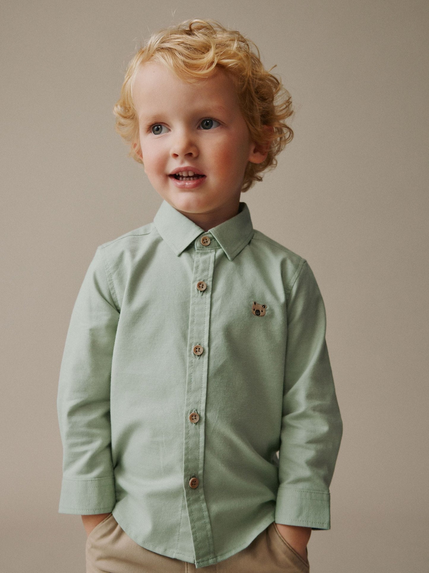 Dsiney Kidz - Green Character Long Sleeve Oxford Shirt (3mths-7yrs) image 1