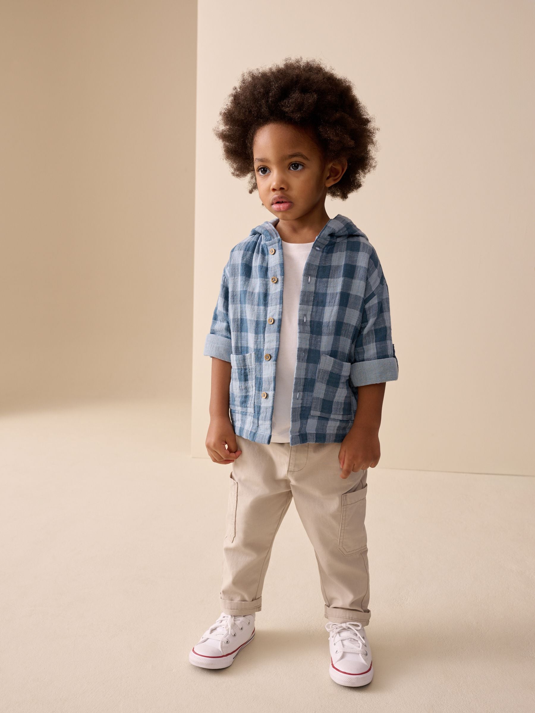 Dsiney Kidz - Blue Long Sleeve Check Hooded Shirt (3mths-7yrs) image 4