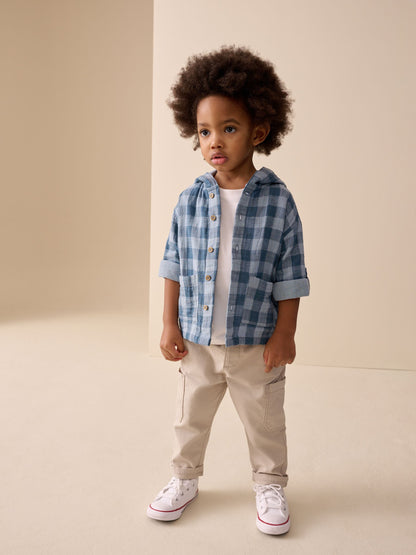 Dsiney Kidz - Blue Long Sleeve Check Hooded Shirt (3mths-7yrs) image 4