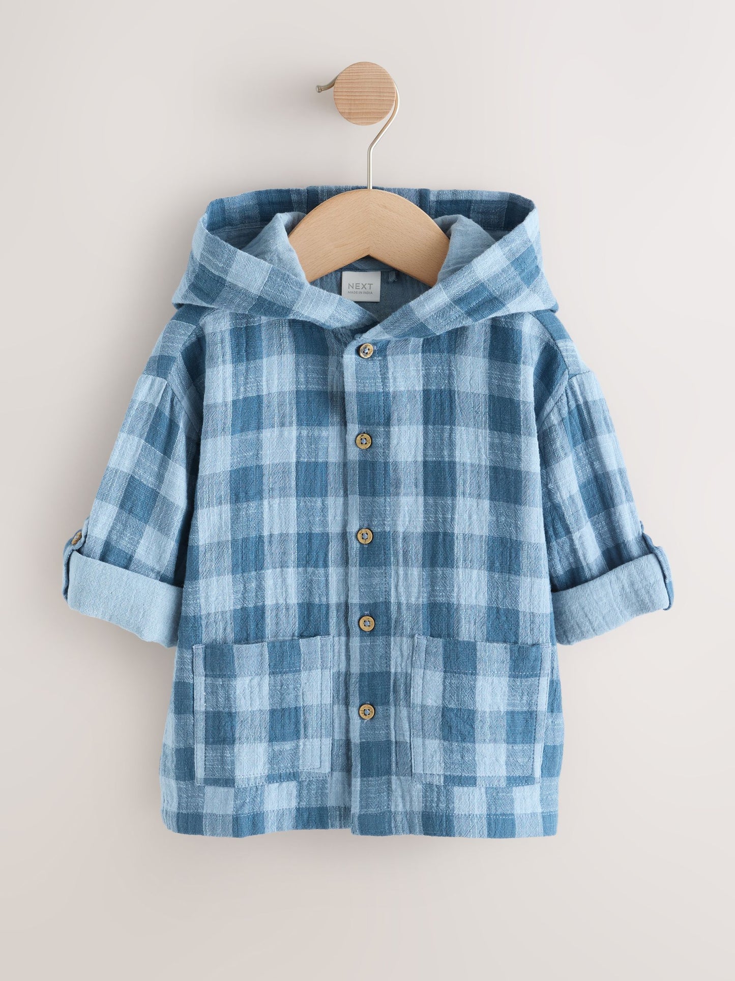 Dsiney Kidz - Blue Long Sleeve Check Hooded Shirt (3mths-7yrs) image 6
