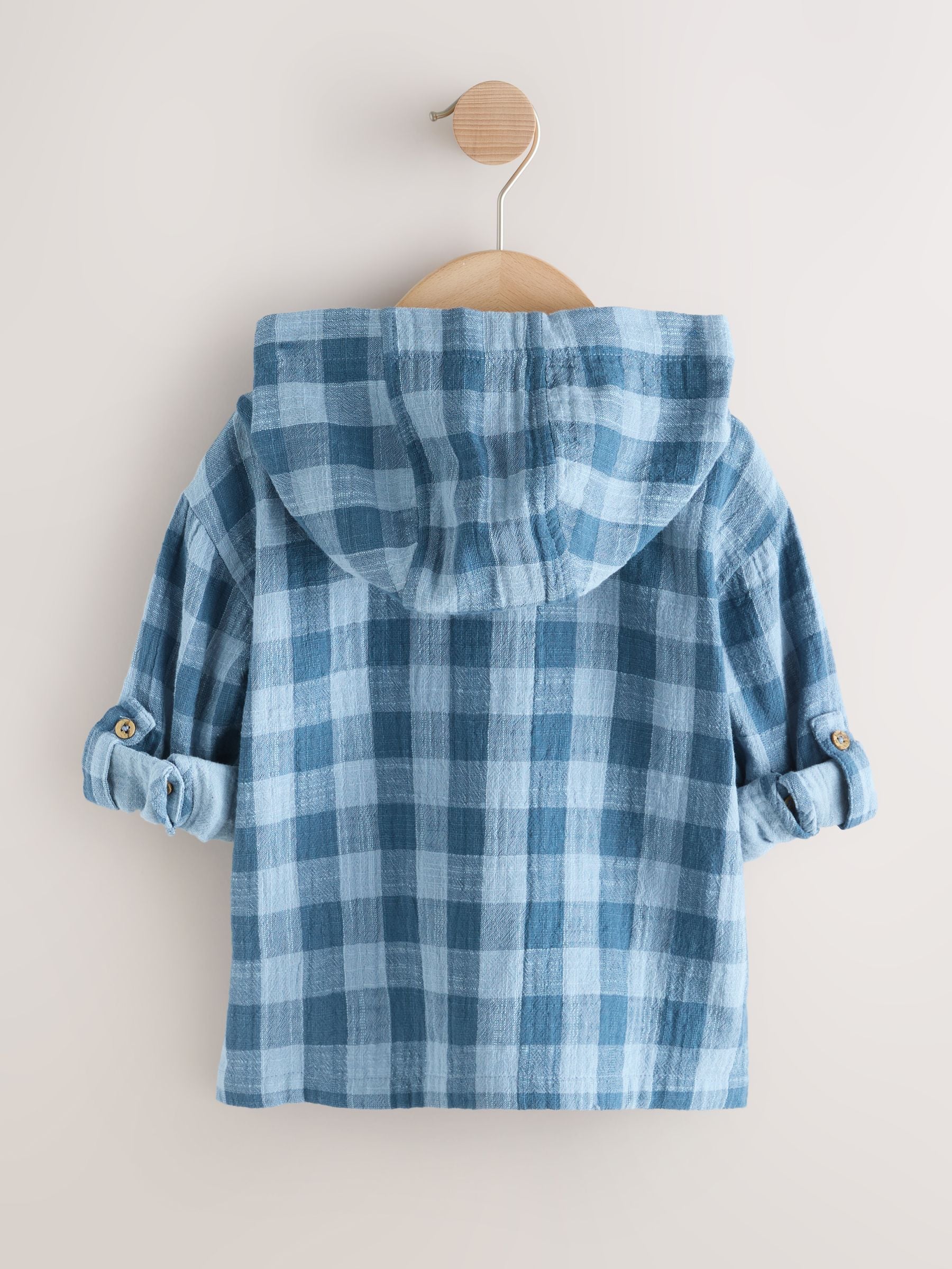 Dsiney Kidz - Blue Long Sleeve Check Hooded Shirt (3mths-7yrs) image 7