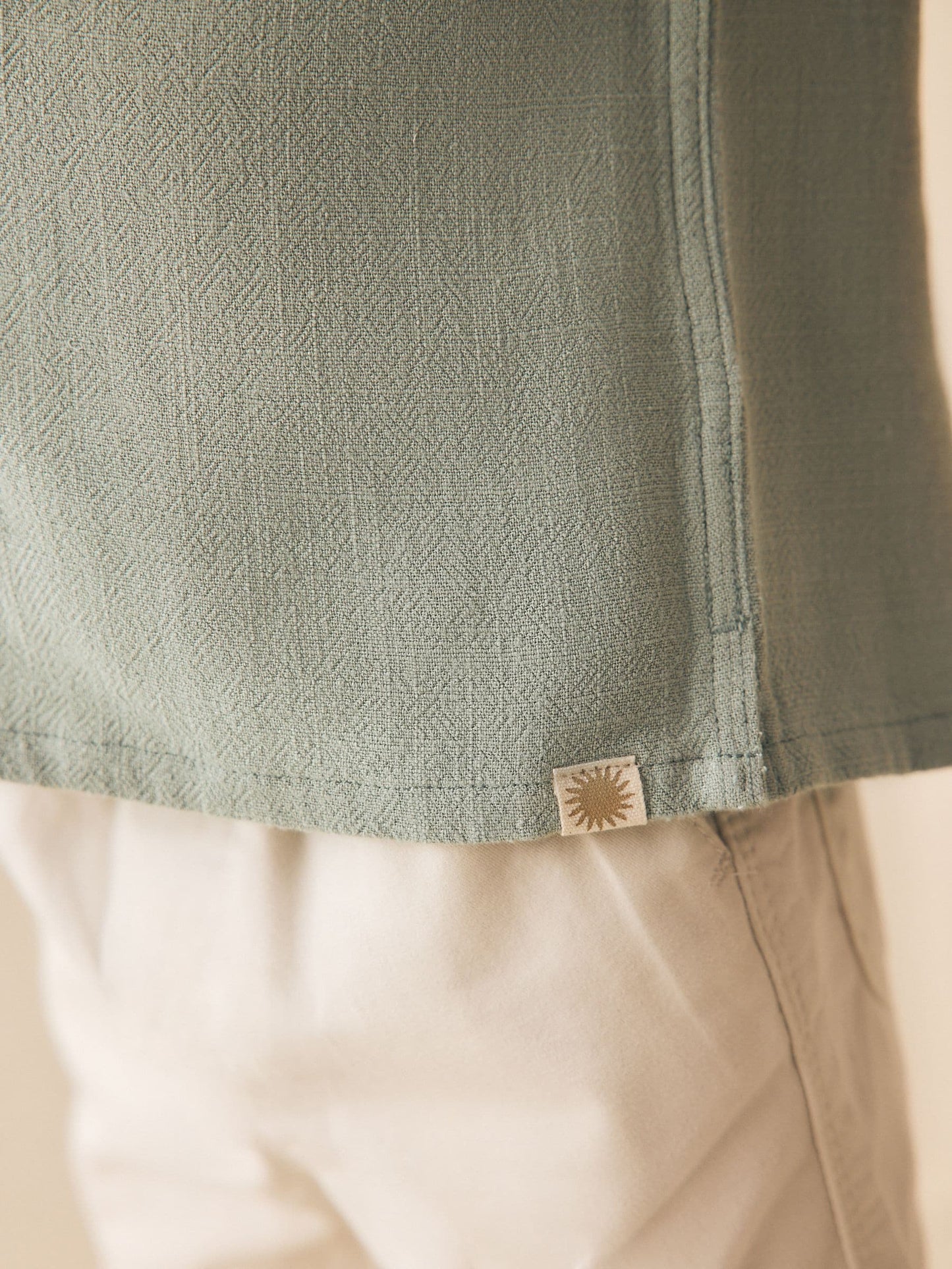 Dsiney Kidz - Sage Green Short Sleeves Linen Blend Revere Collar Shirt (3mths-7yrs) image 5