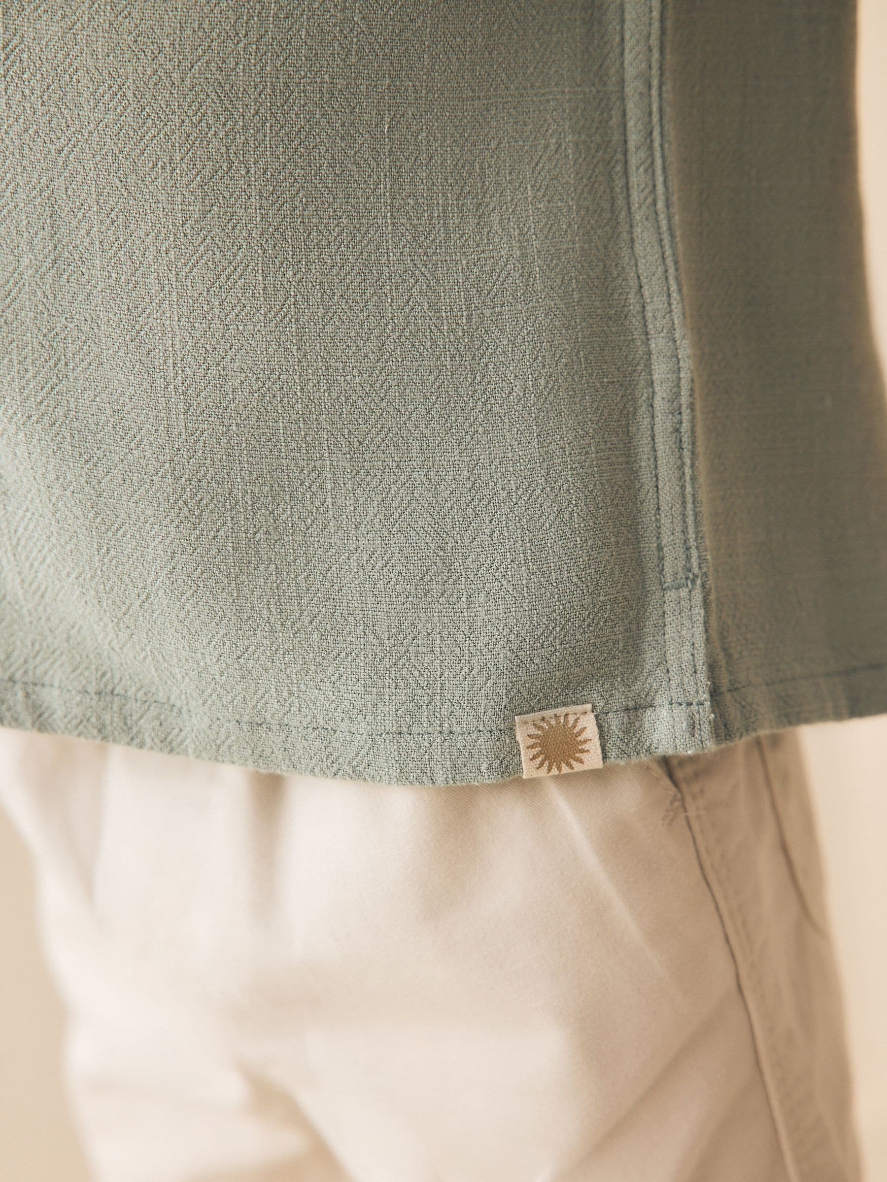 Dsiney Kidz - Sage Green Short Sleeves Linen Blend Revere Collar Shirt (3mths-7yrs) image 5