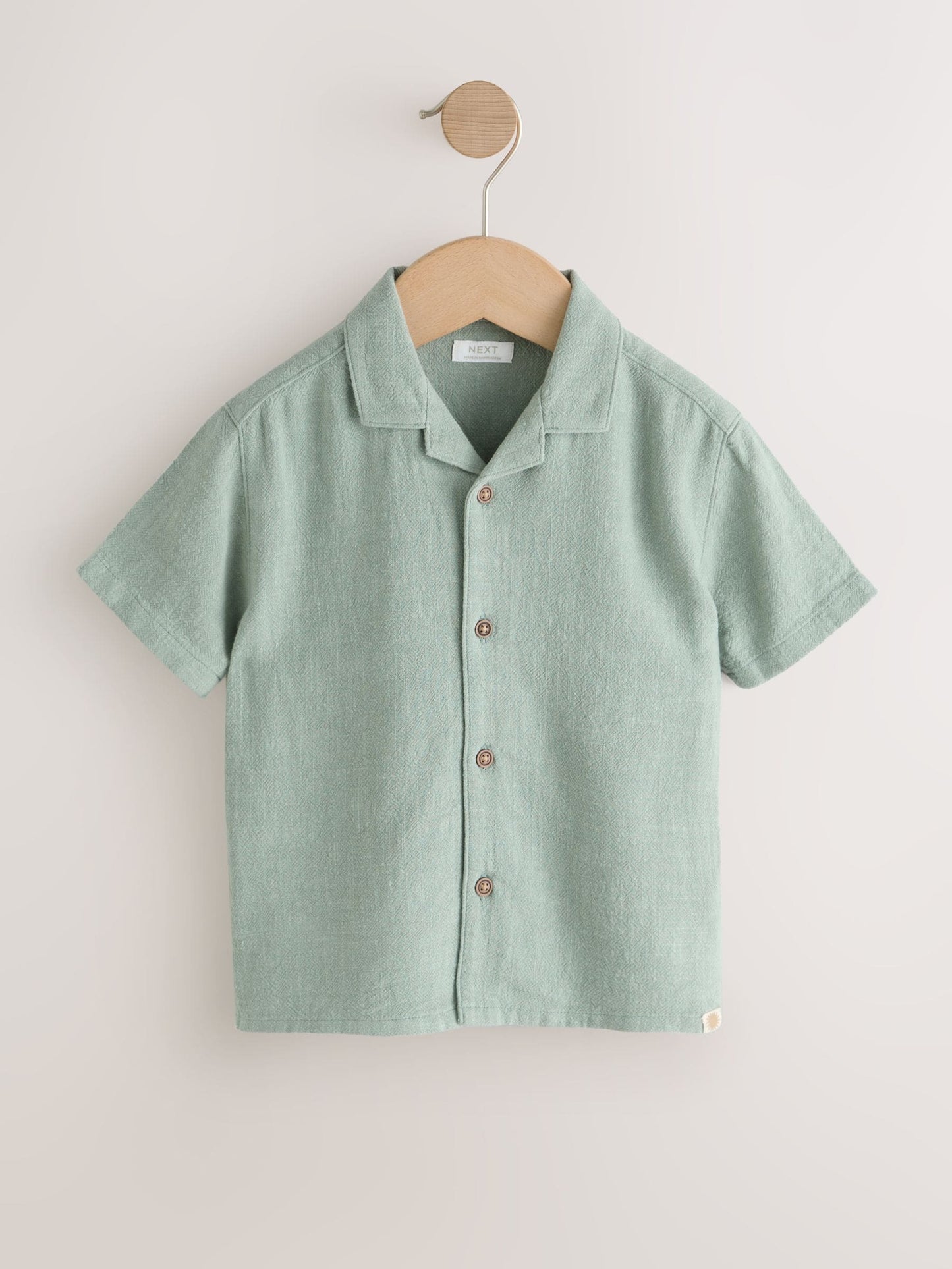 Dsiney Kidz - Sage Green Short Sleeves Linen Blend Revere Collar Shirt (3mths-7yrs) image 6