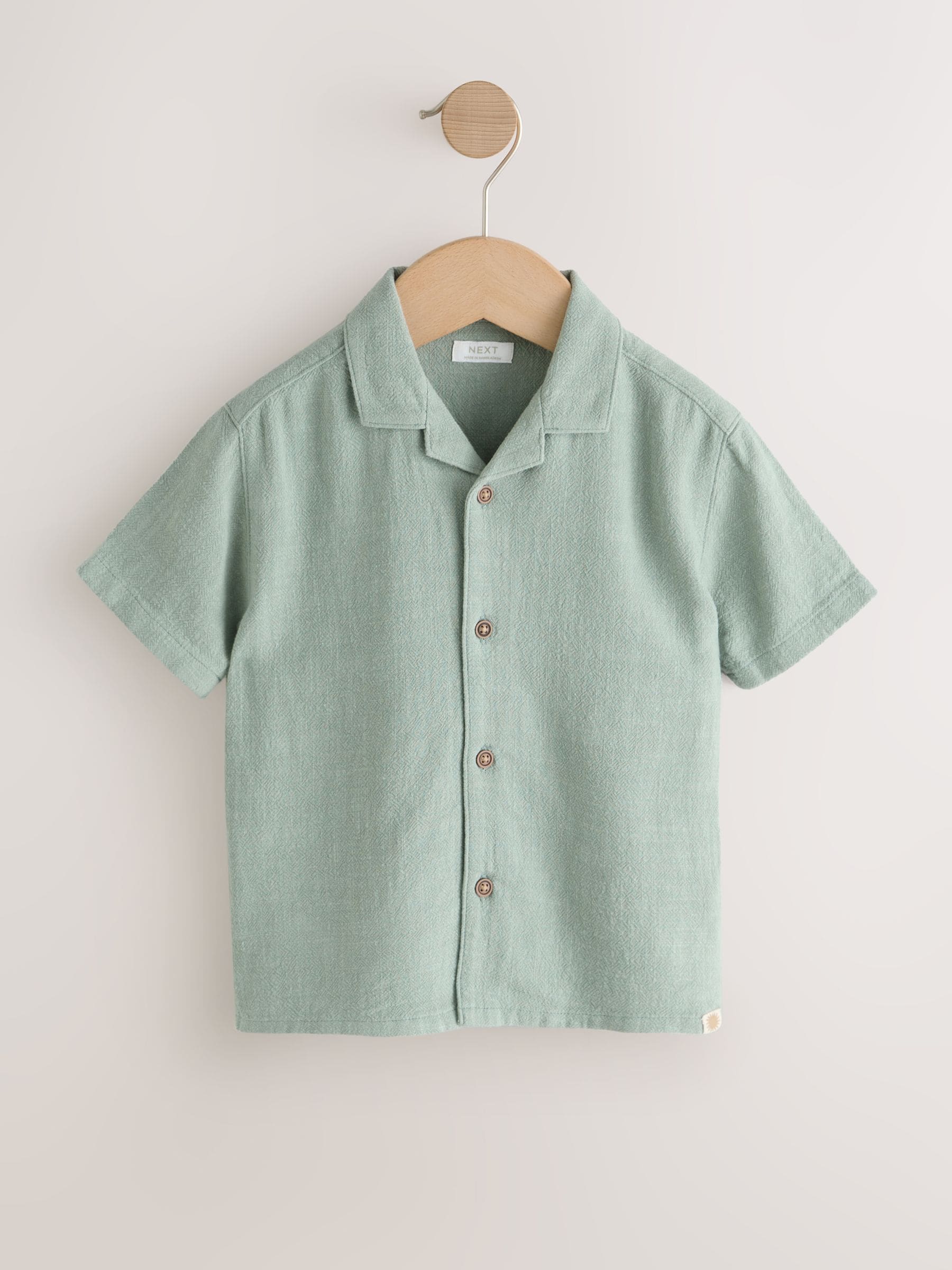 Dsiney Kidz - Sage Green Short Sleeves Linen Blend Revere Collar Shirt (3mths-7yrs) image 6