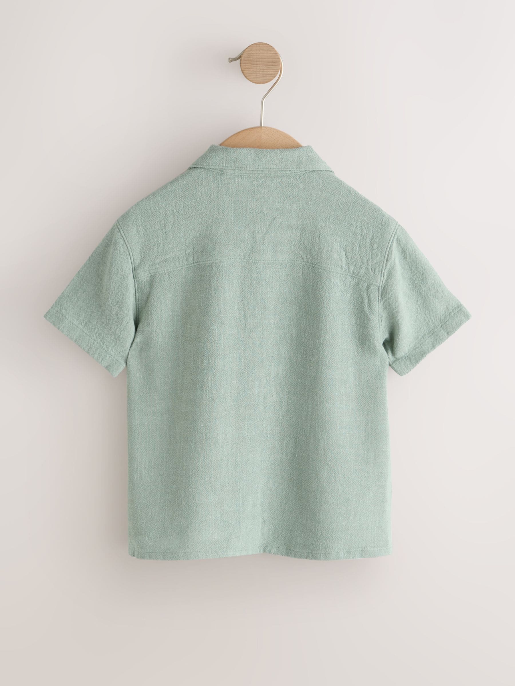 Dsiney Kidz - Sage Green Short Sleeves Linen Blend Revere Collar Shirt (3mths-7yrs) image 7