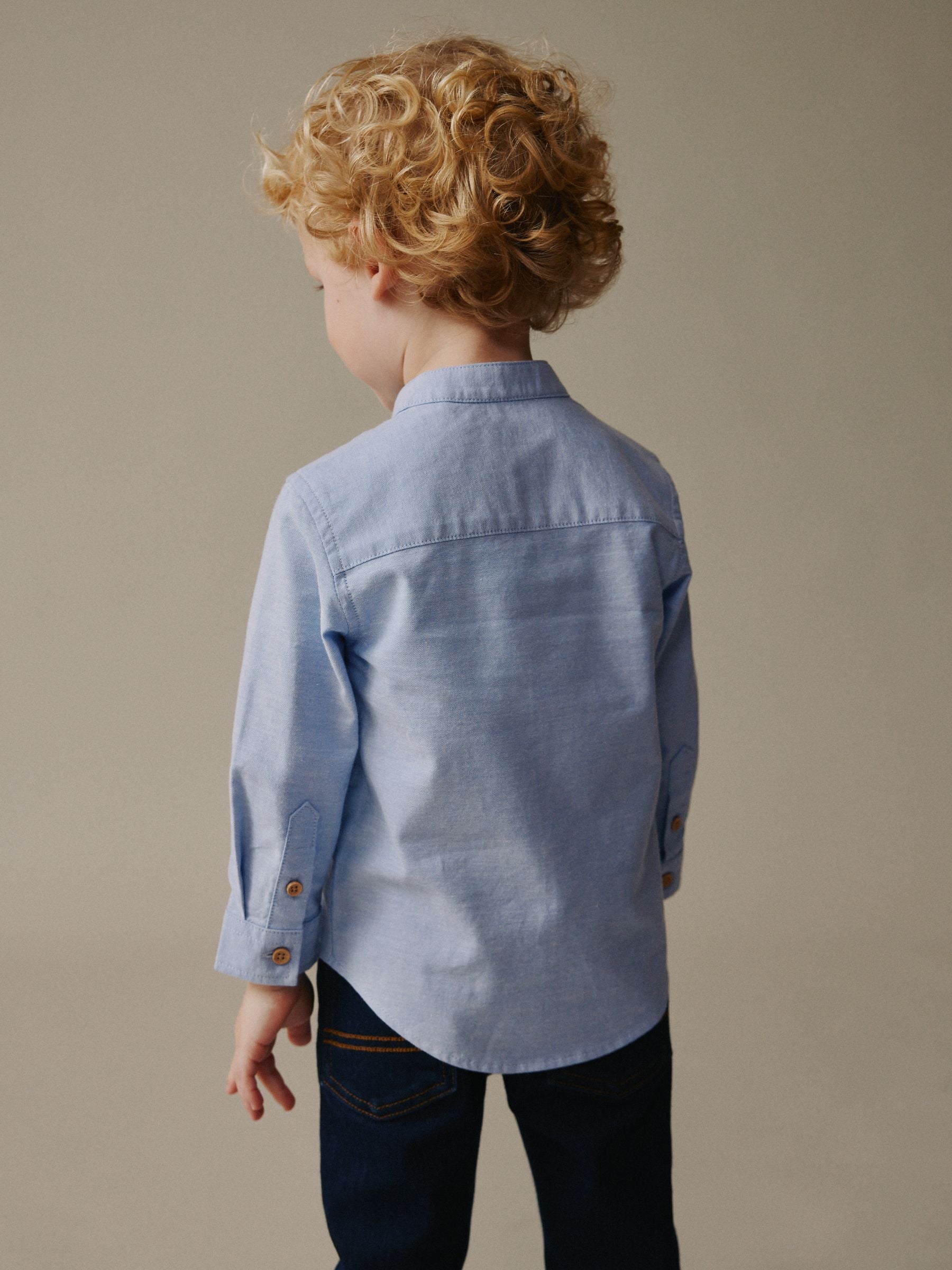 Dsiney Kidz - Blue Long Sleeve Grandad Collar Oxford Shirt (3mths-7yrs) image 3