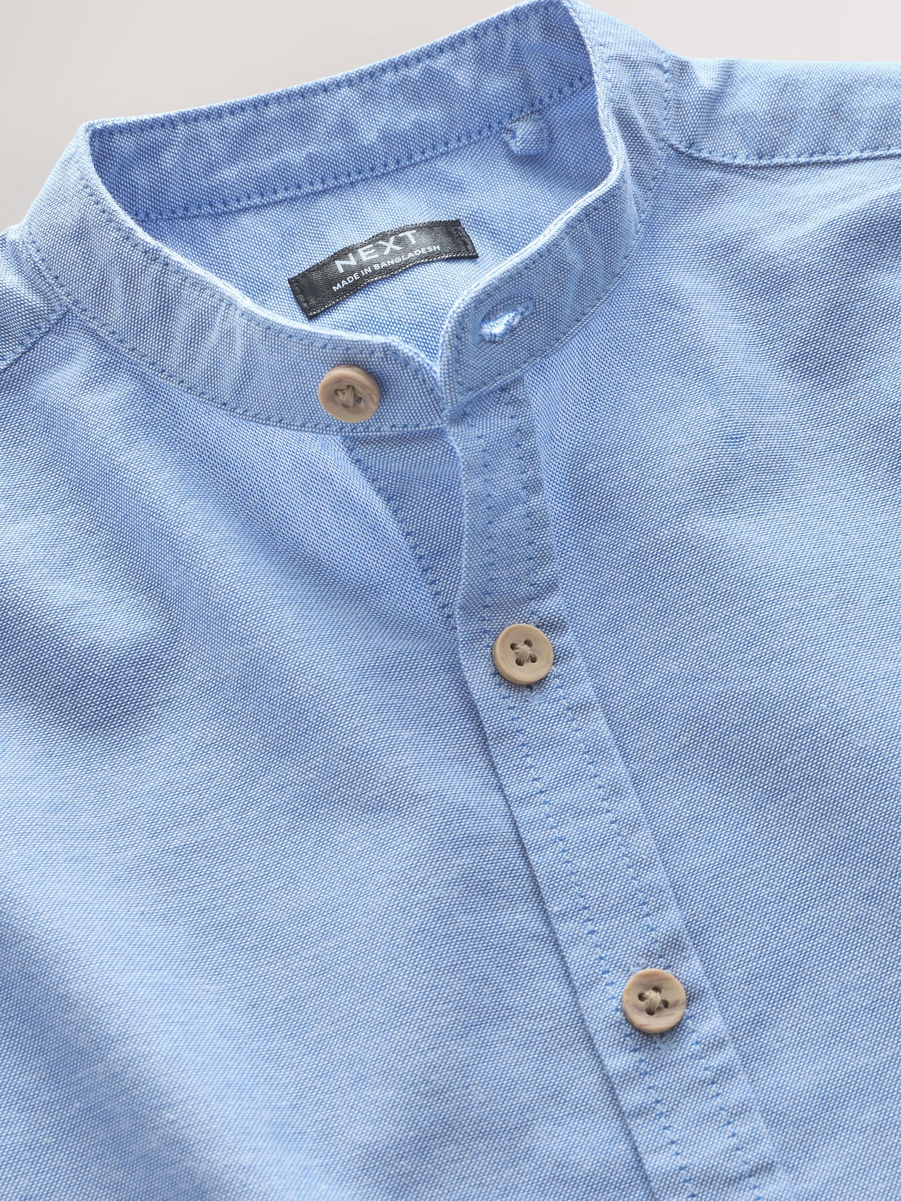 Dsiney Kidz - Blue Long Sleeve Grandad Collar Oxford Shirt (3mths-7yrs) image 7