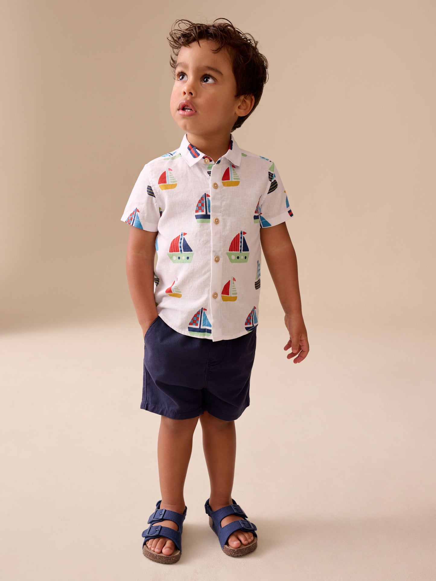 Dsiney Kidz - White Boat All Over Print Short Sleeve Shirt (3mths-7yrs) image 1