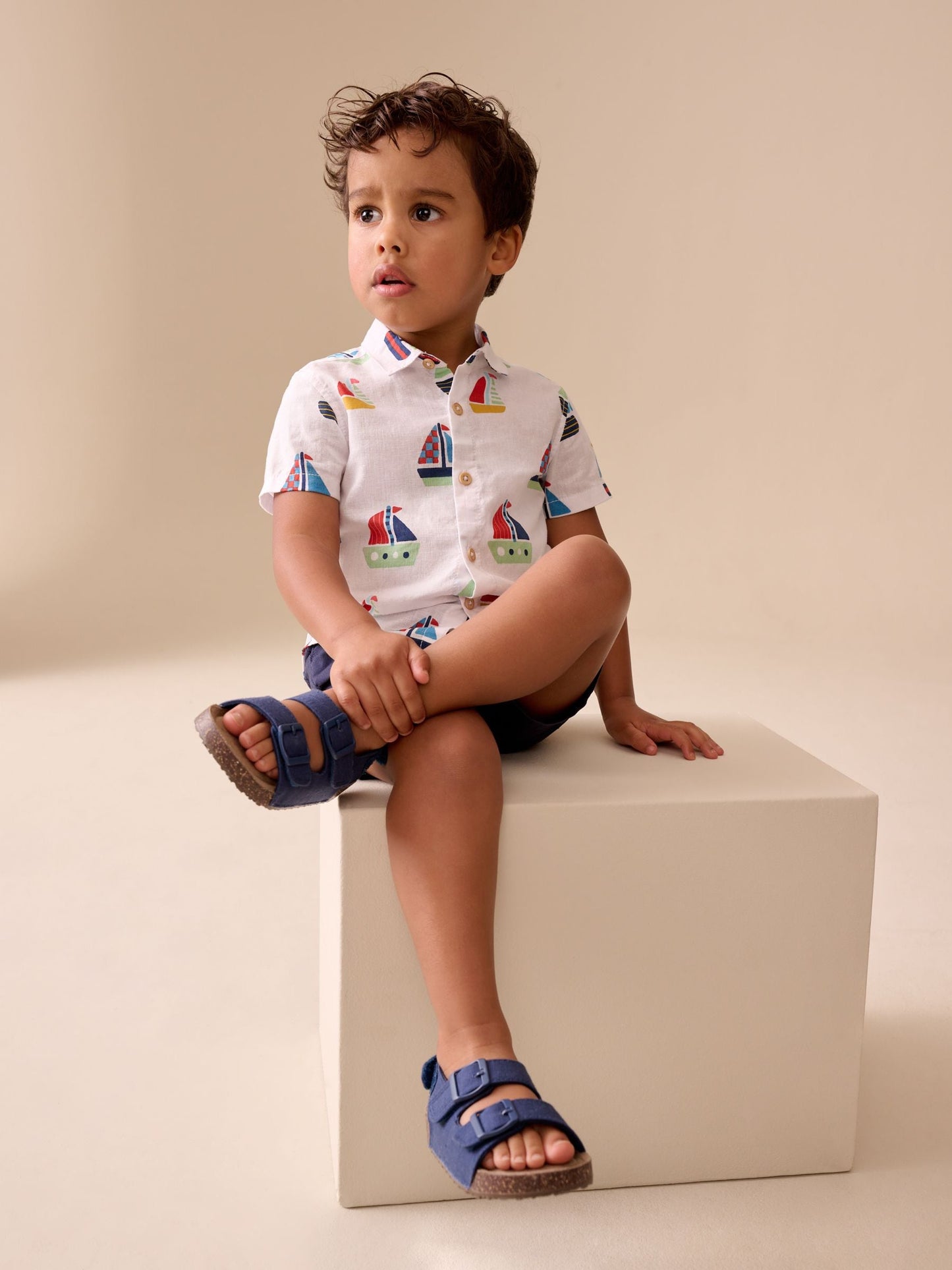 Dsiney Kidz - White Boat All Over Print Short Sleeve Shirt (3mths-7yrs) image 2