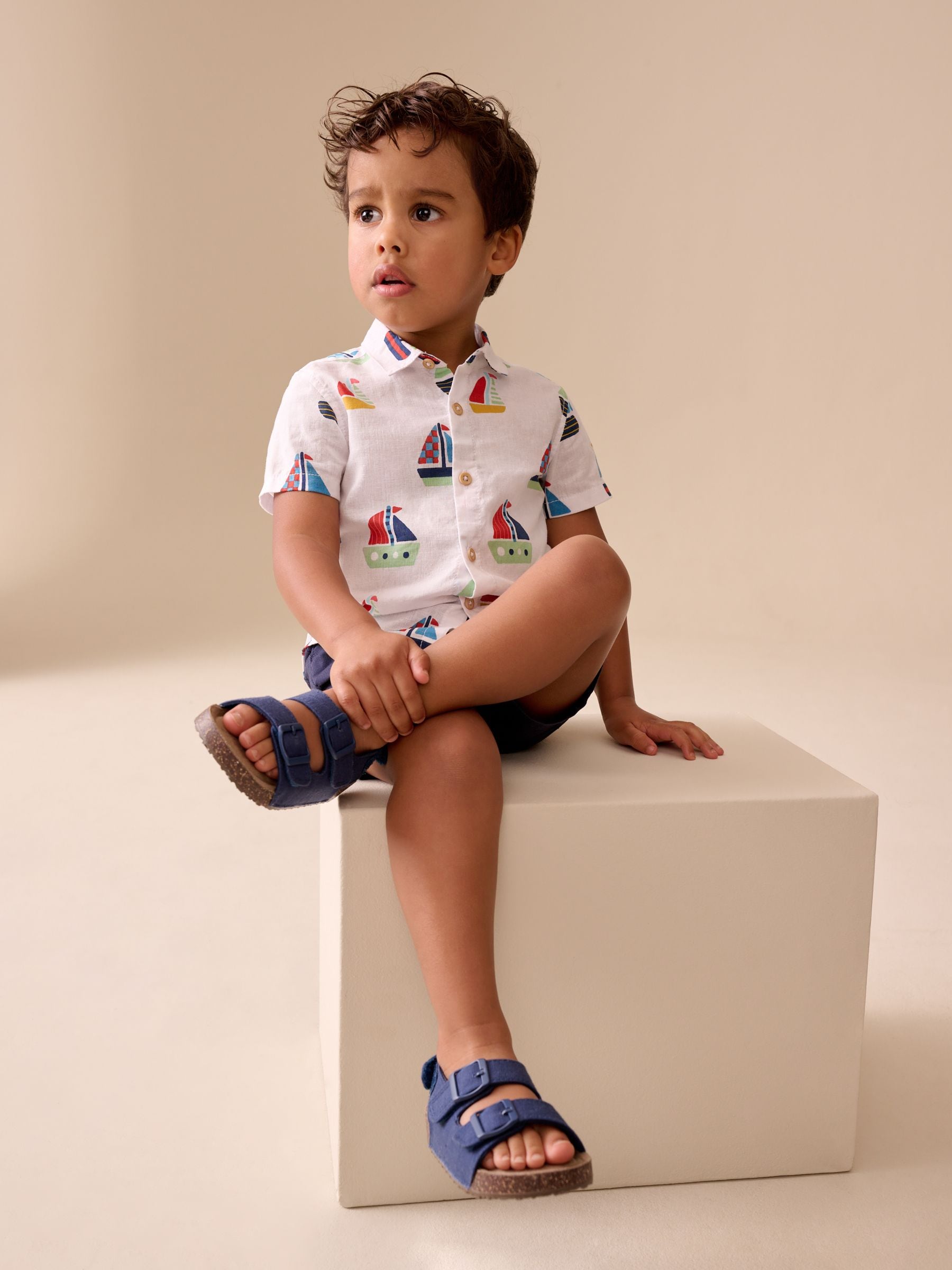 Dsiney Kidz - White Boat All Over Print Short Sleeve Shirt (3mths-7yrs) image 2