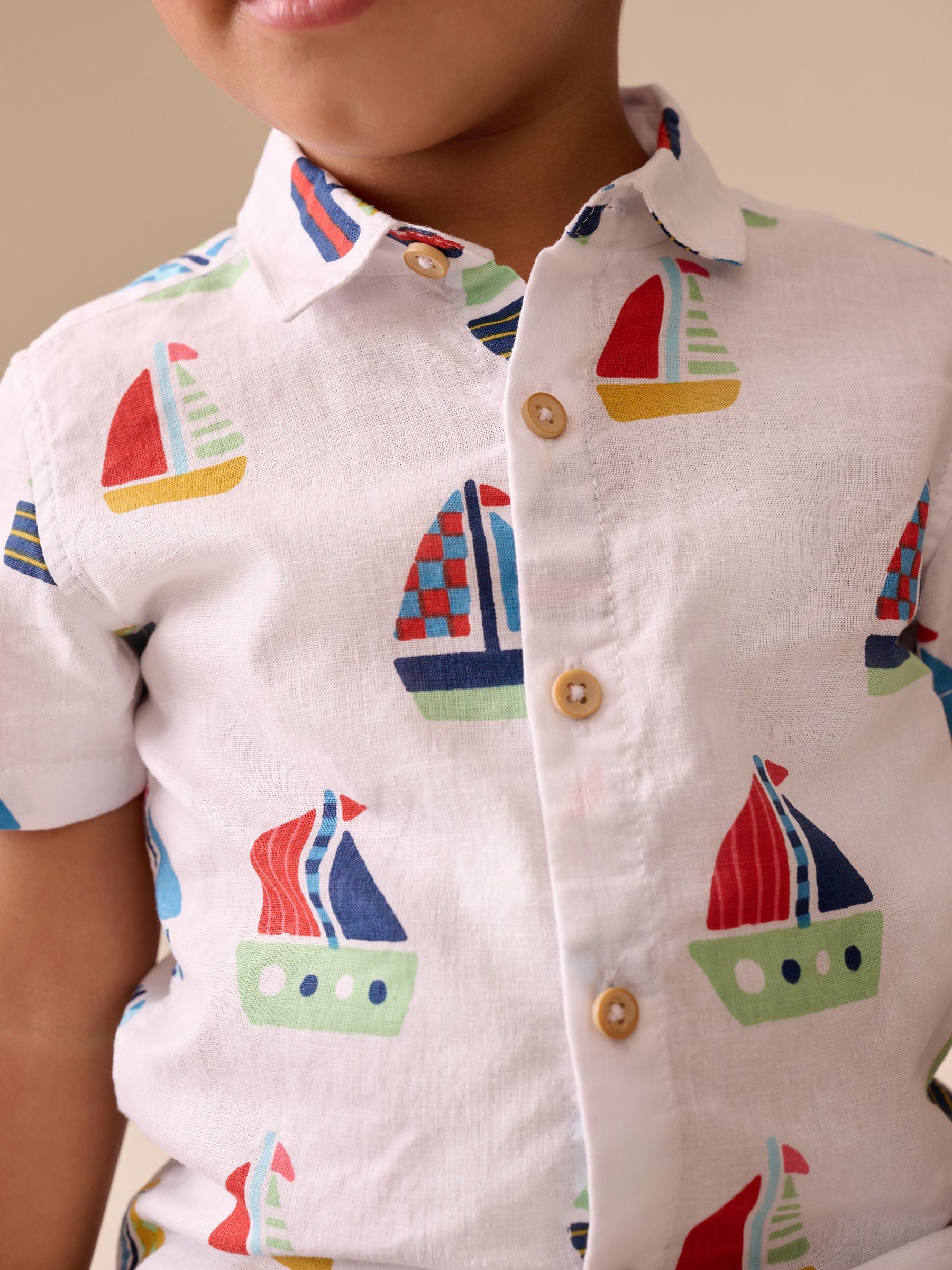 Dsiney Kidz - White Boat All Over Print Short Sleeve Shirt (3mths-7yrs) image 4