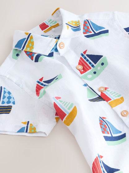 Dsiney Kidz - White Boat All Over Print Short Sleeve Shirt (3mths-7yrs) image 8