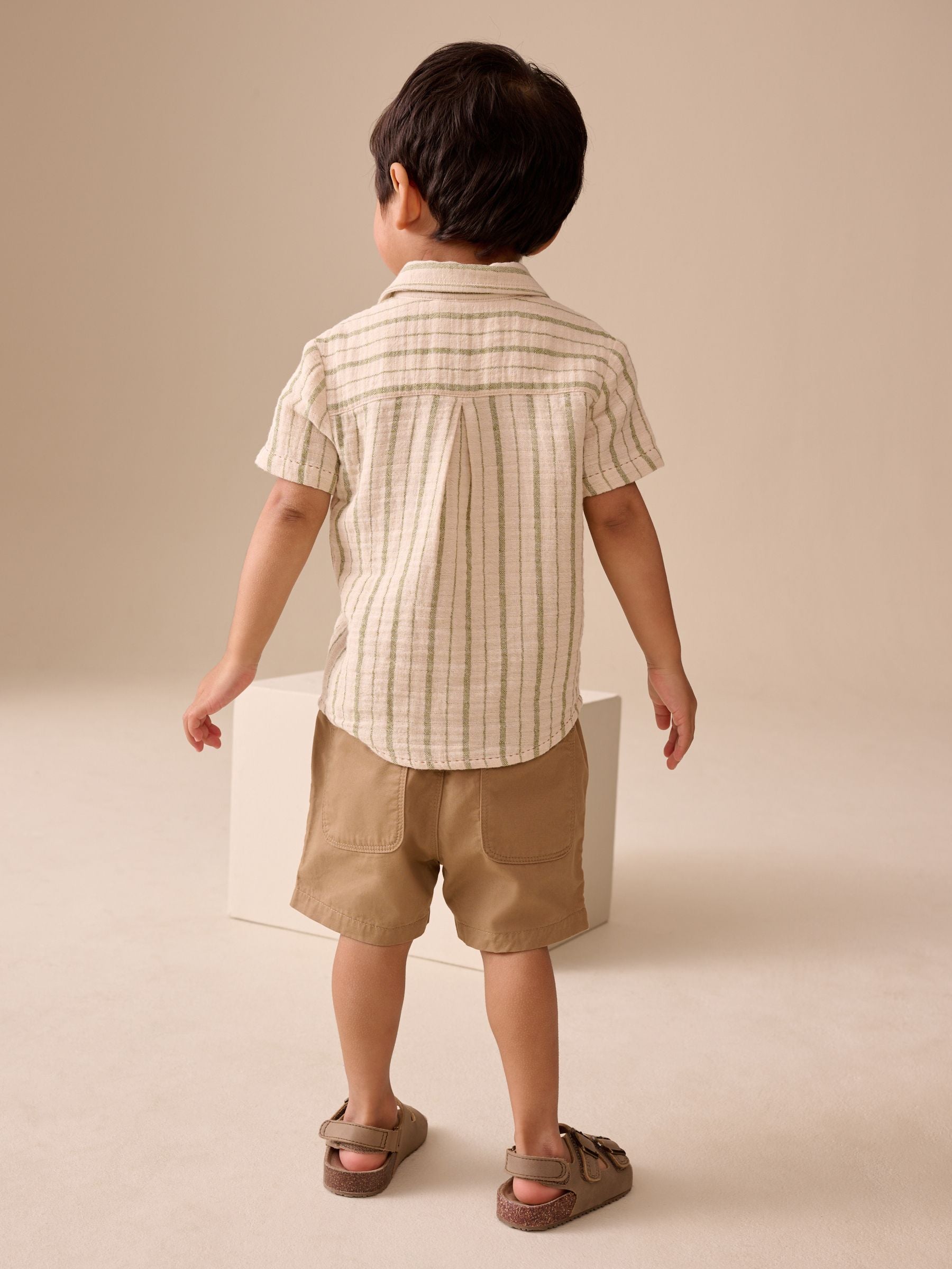 Dsiney Kidz - Ecru Striped Dino Short Sleeve Shirt (3mths-7yrs) image 3