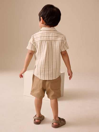 Dsiney Kidz - Ecru Striped Dino Short Sleeve Shirt (3mths-7yrs) image 3