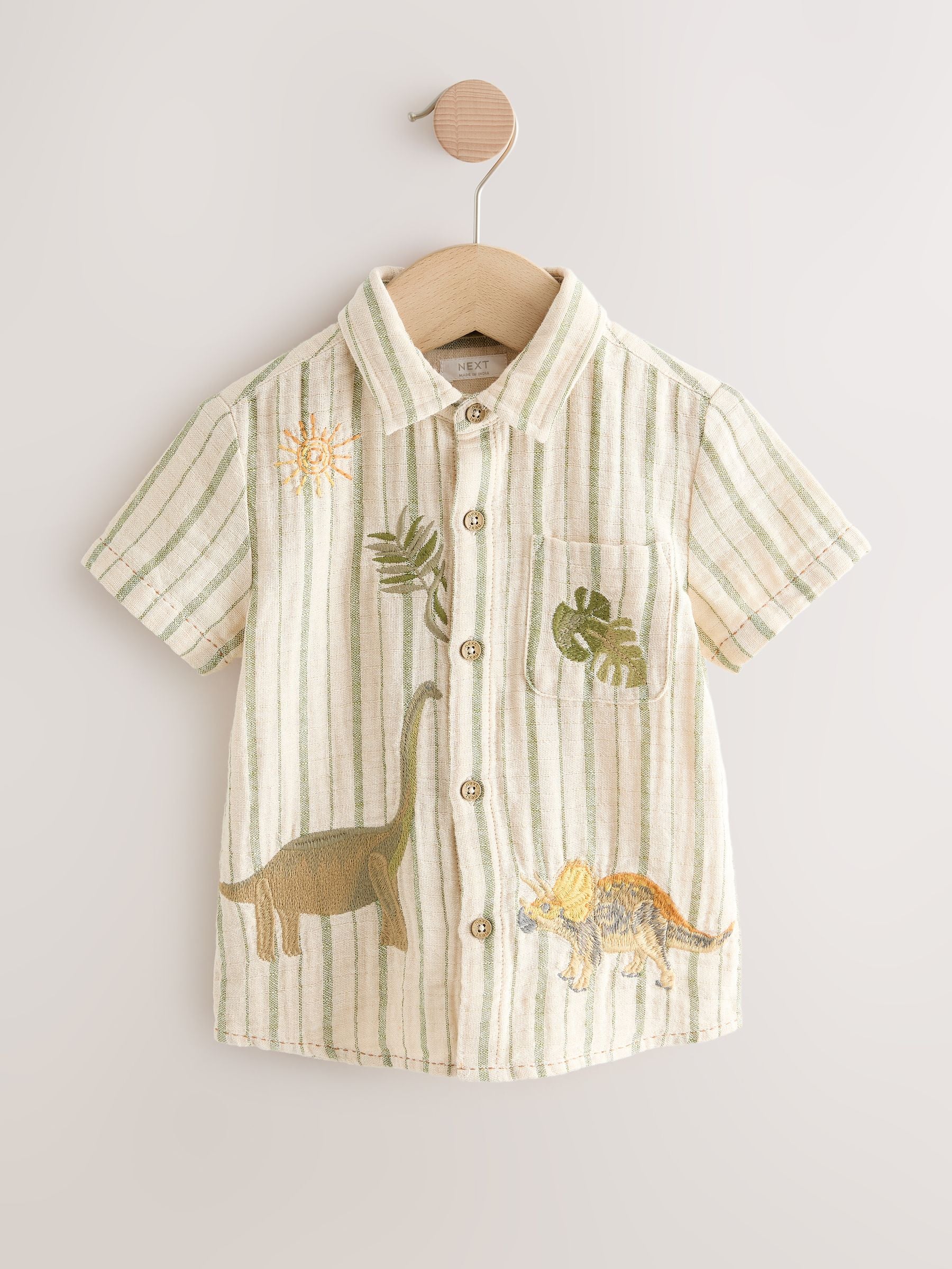 Dsiney Kidz - Ecru Striped Dino Short Sleeve Shirt (3mths-7yrs) image 5