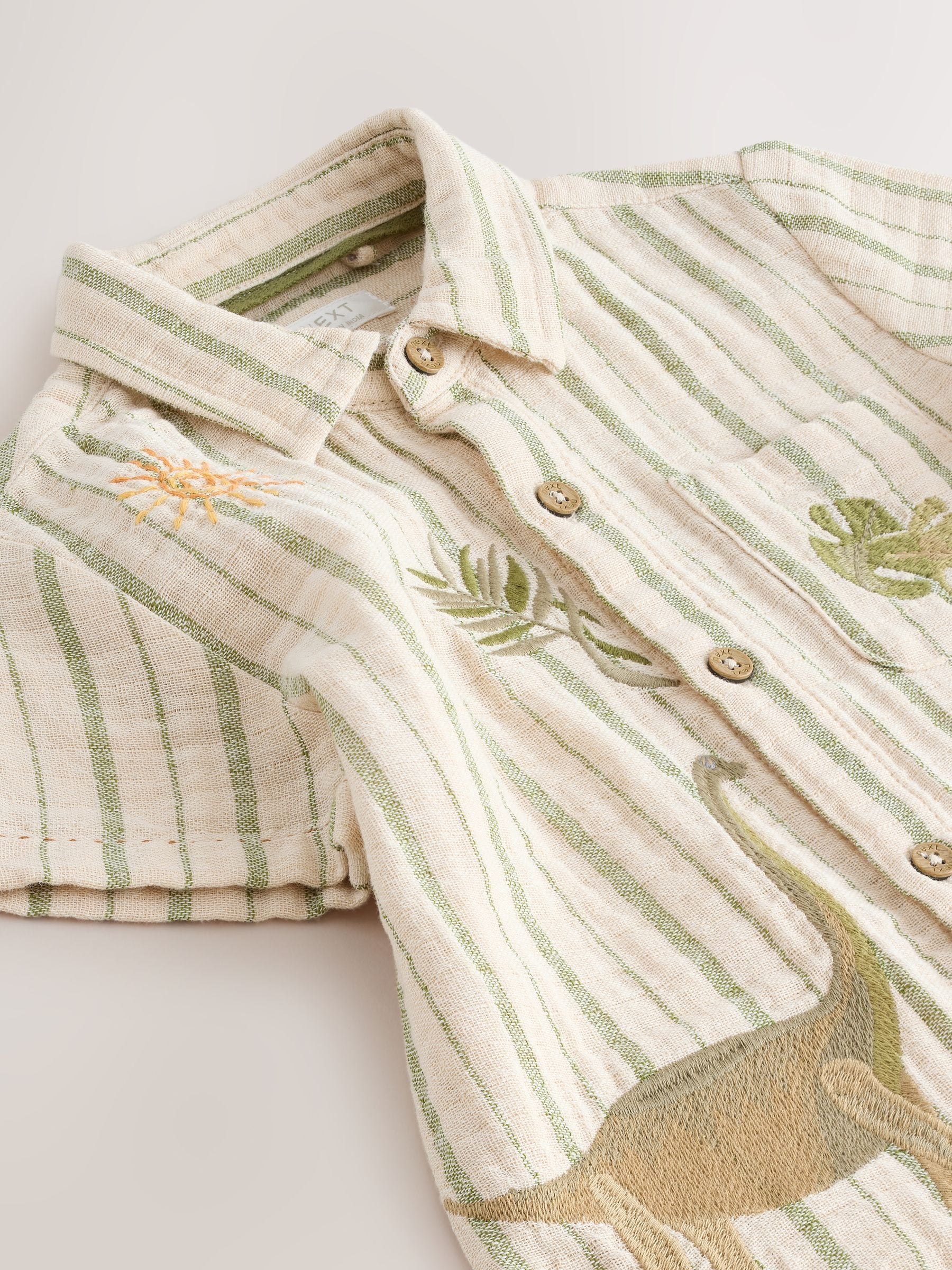Dsiney Kidz - Ecru Striped Dino Short Sleeve Shirt (3mths-7yrs) image 8