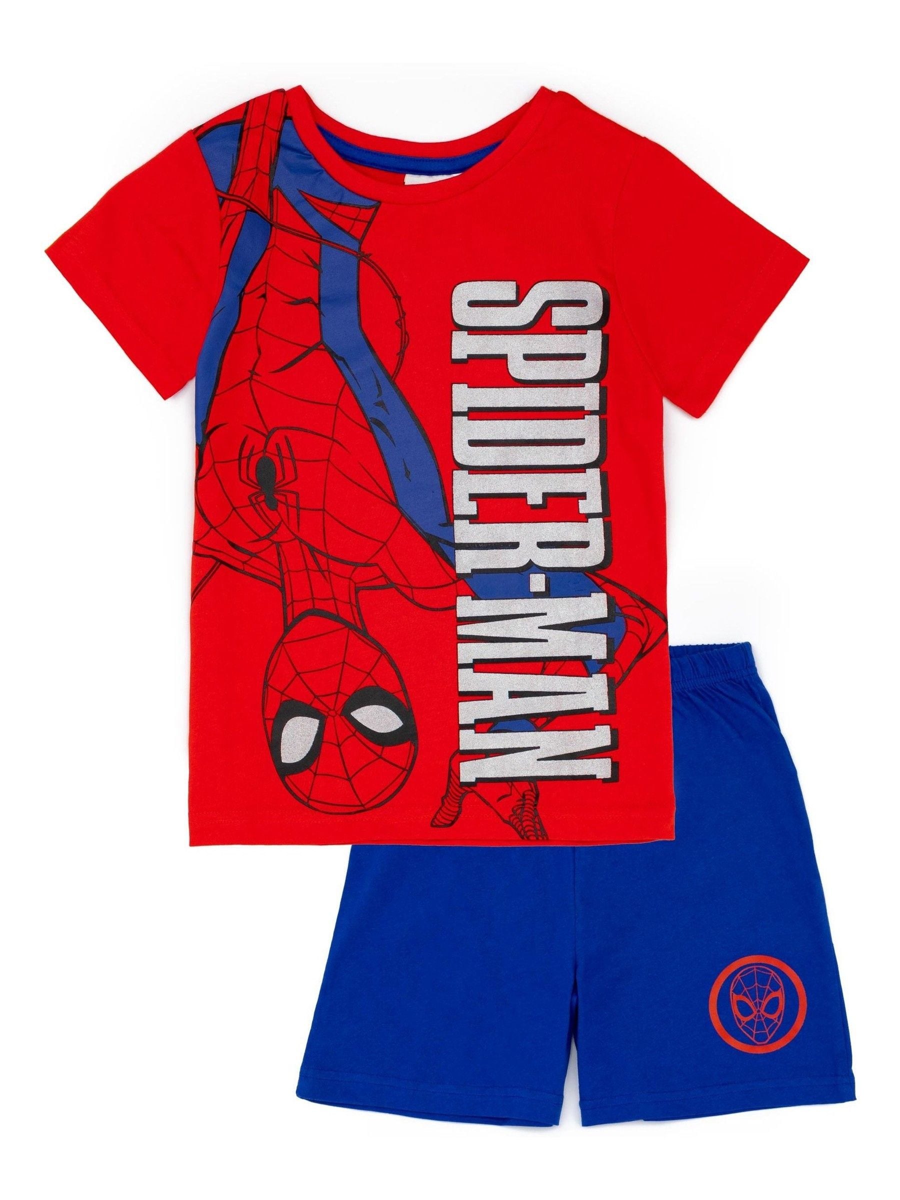 Dsiney Kidz - Vanilla Underground Blue Boys Marvel Spiderman Short Sleeve Short Leg 100% Cotton Pyjamas Set image 1