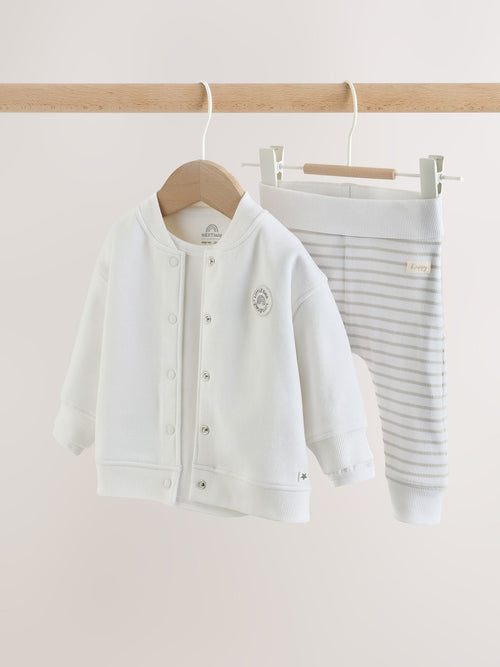 White Jersey Jacket Bodysuit and Leggings 3 Piece Baby Set (0mths-2yrs) image 1