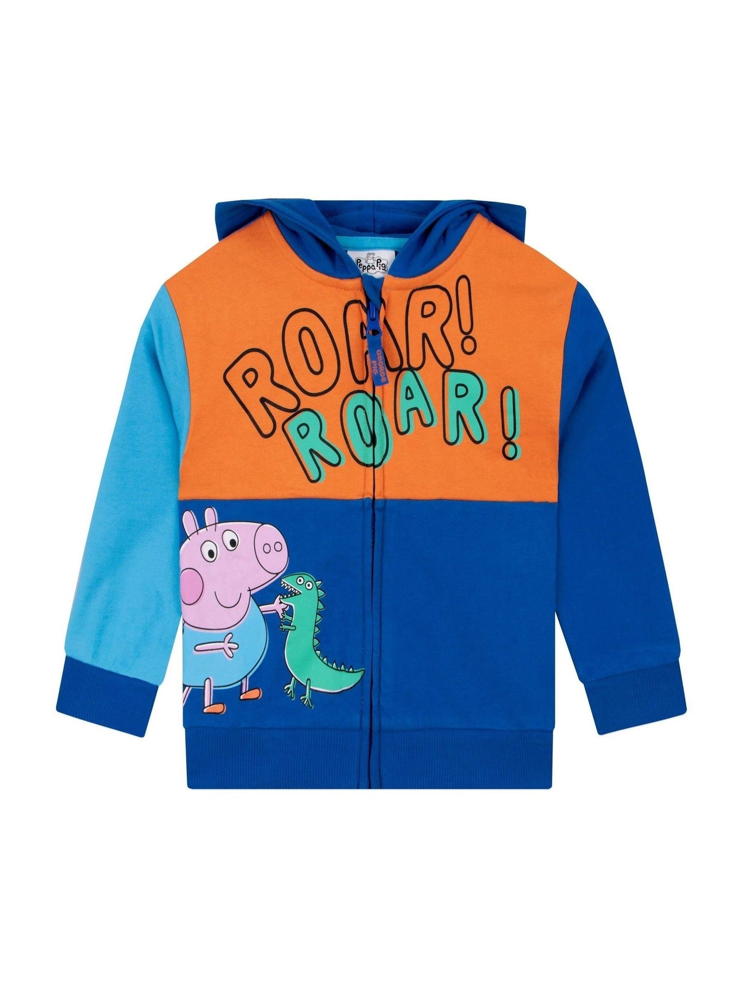 Dsiney Kidz - Character Blue Peppa Pig George Pig And Dinosaur Zip-Up 100% Cotton Hoodie image 1