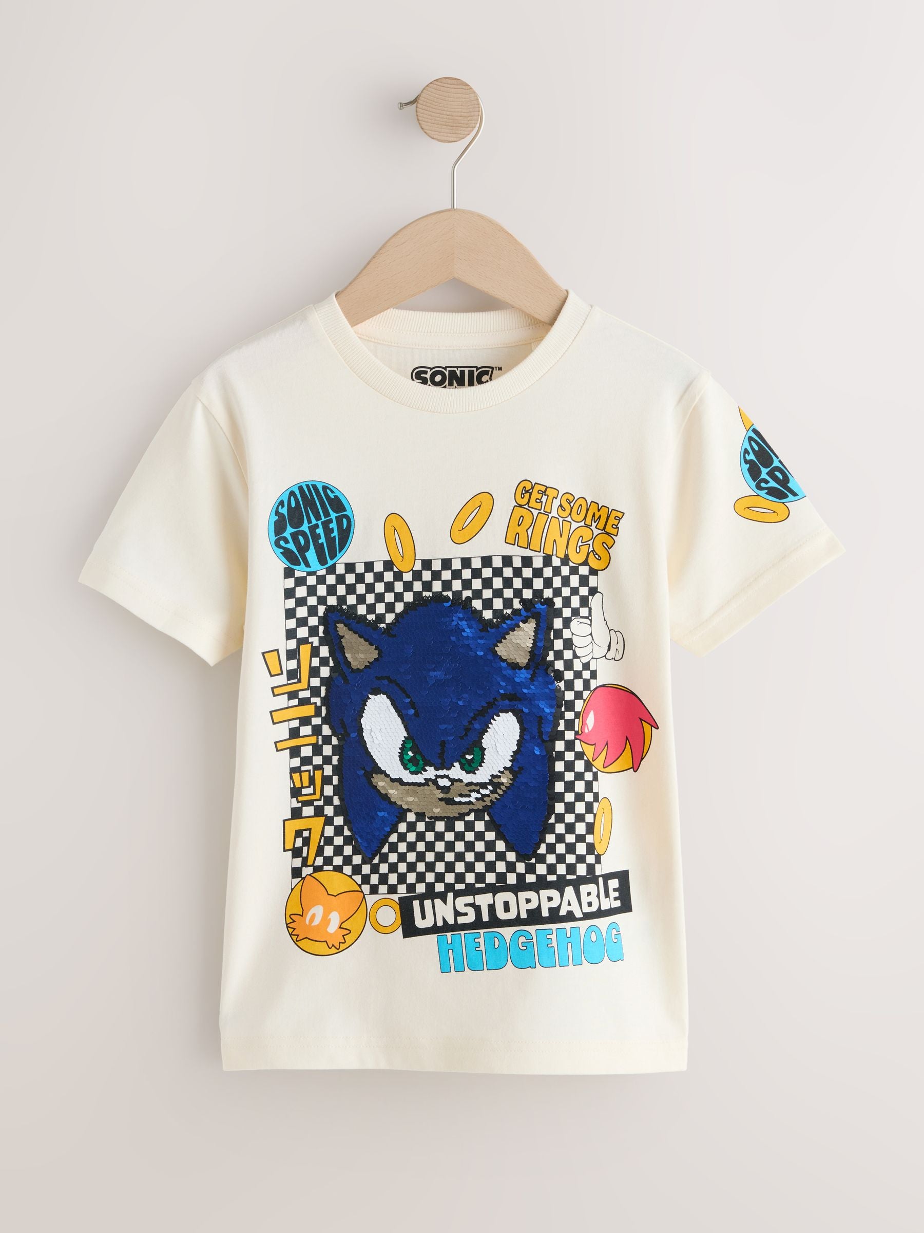 Dsiney Kidz - Ecru Sequin Sonic T-Shirt (3-16yrs) image 1